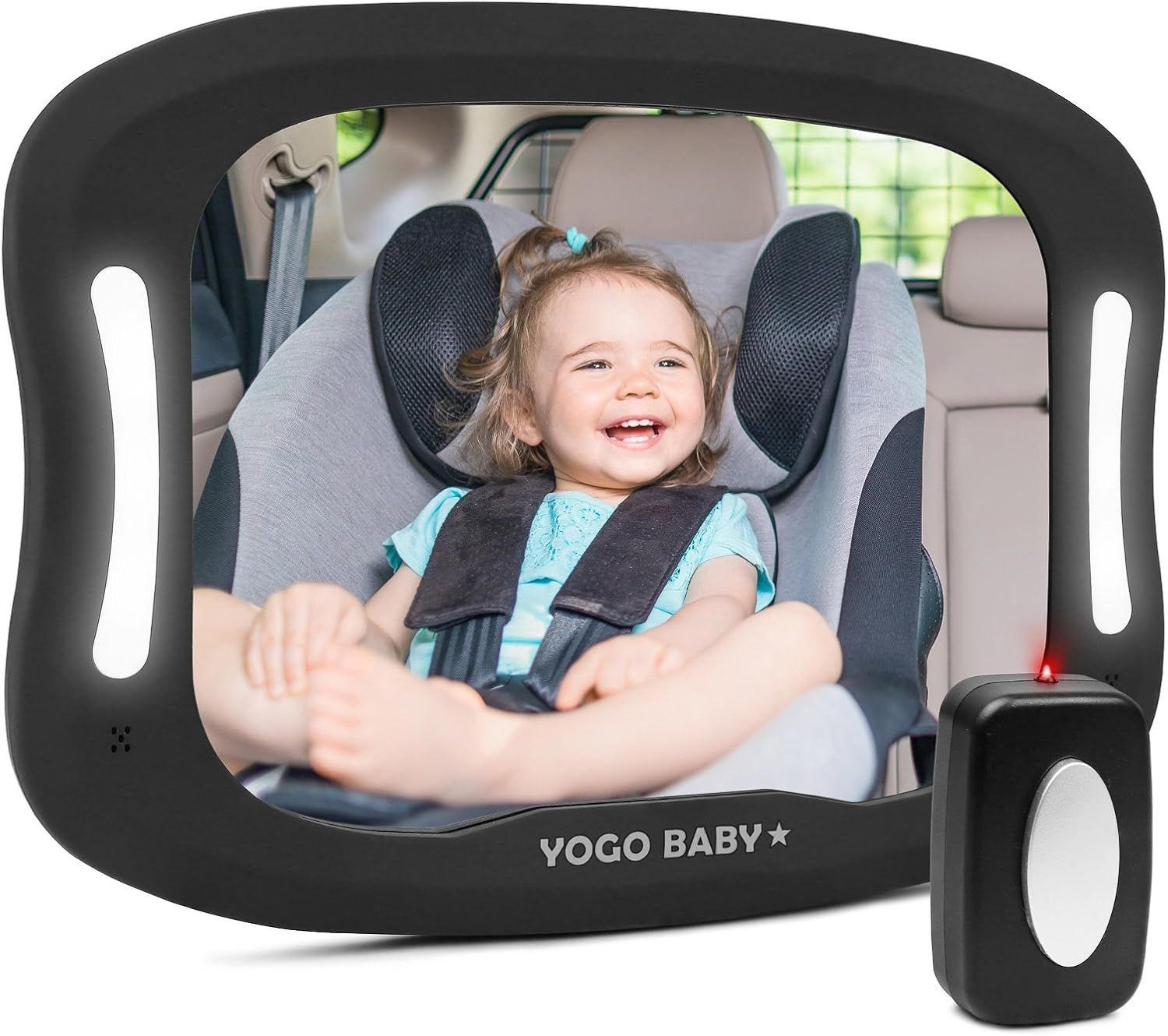 Baby Car Mirror with Remote Control Soft Led Light Shatter-Proof Acrylic Baby Mirror for Car, Rearview Baby Mirror-Easily Observe Baby'S Every Move, Safety and 360 Degree Adjustability