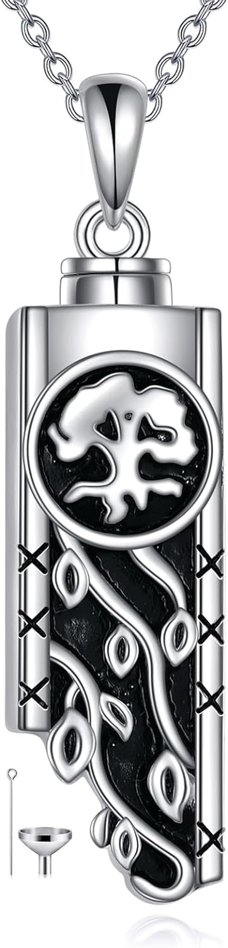 POPLYKE Music Guitar Pick Urn Necklaces for Ashes Sterling Silver Cremation Urn Necklaces Memorial Keepsake with Filling Tool image number 1