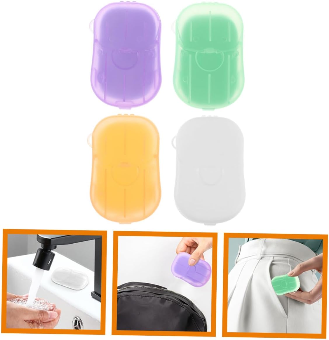 UPKOCH 4 Boxes Portable Soap Sheets Travel Hand Soap Slices with Lavender Milk Lemon Scents for Hand Washing Lightweight Toiletry for Hotels Outdoor and Business Trips Random Color
