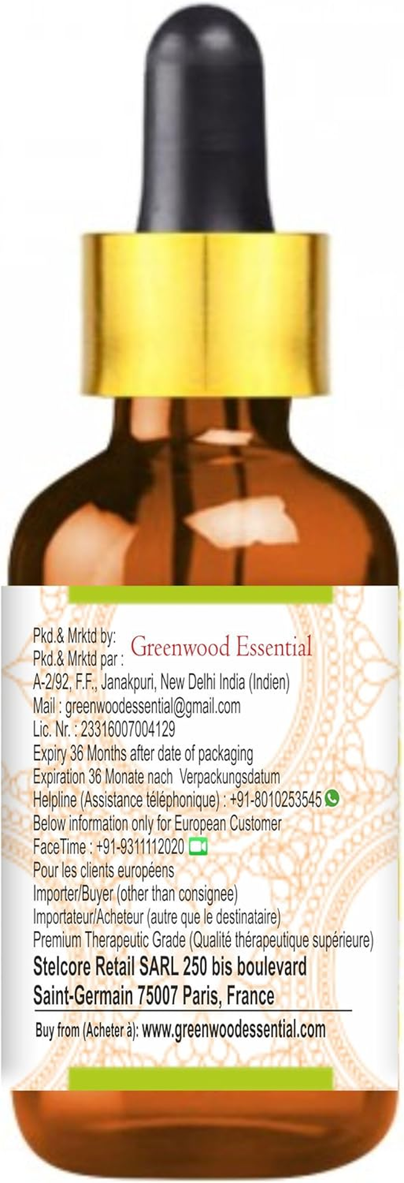 Greenwood Essential Pure Mustard Oil (Brassica Juncea) with Glass Dropper Cold Pressed for Personal Care 100Ml (3.38Oz)