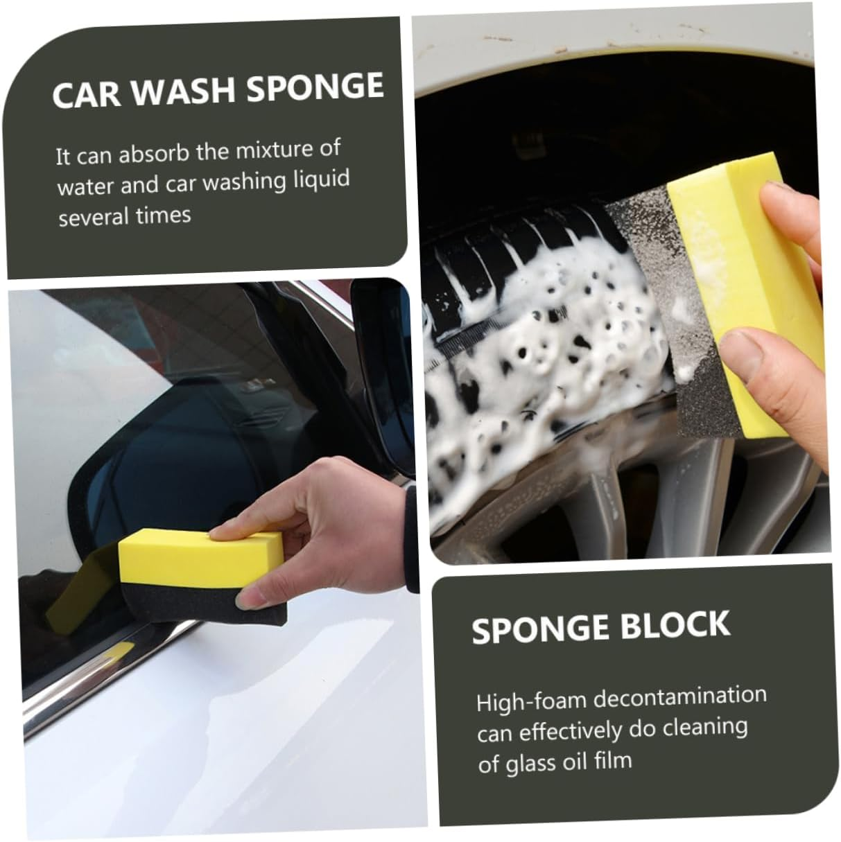 CONGARTENO Car Wash Sponge Block Cleaning Sponge for Vehicle Gaps and Corners Soft Resilient Car Cleaning Block with Powerful Scrubbing Surface and Strong Water Absorption for Safe Paint Care image number 3