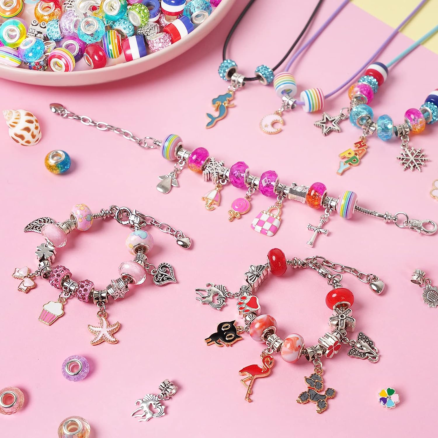 Bracelet Making Kit for Girls Gifts 6 Years Old, 150 Pieces Kid Jewelry Making Kits Ages 6-8, Birthday Gift Ideal Crafts for Girls Ages 8-12 image number 3