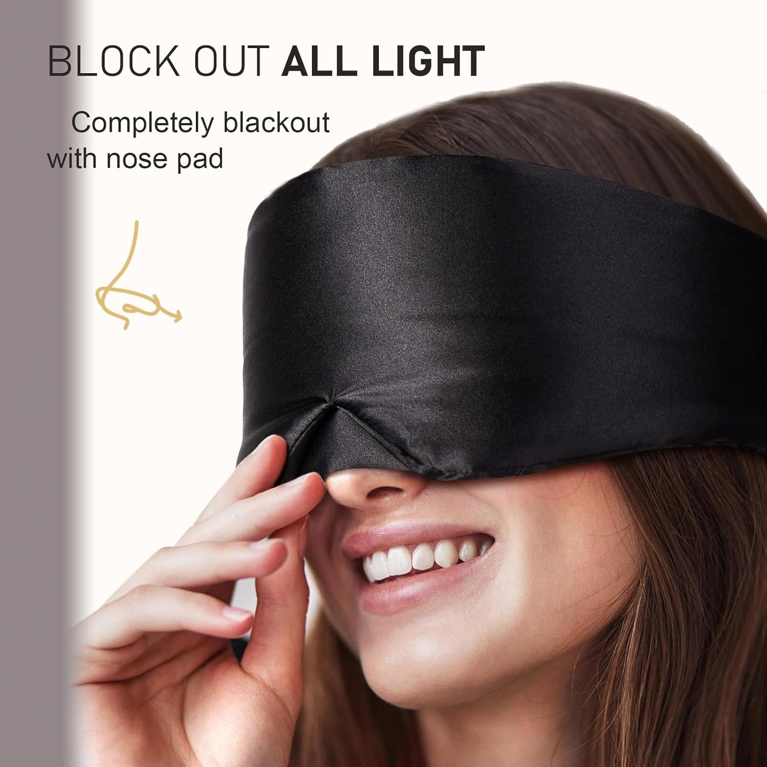 Litbear Silk Sleep Mask for Side Sleeper, Eye Mask Sleeping for Women Men 100% 22 Momme Pure Mulberry Silk, Face-Hugging Padded Eye Cover for Sleeping with Adjustable Band (Black) image number 1