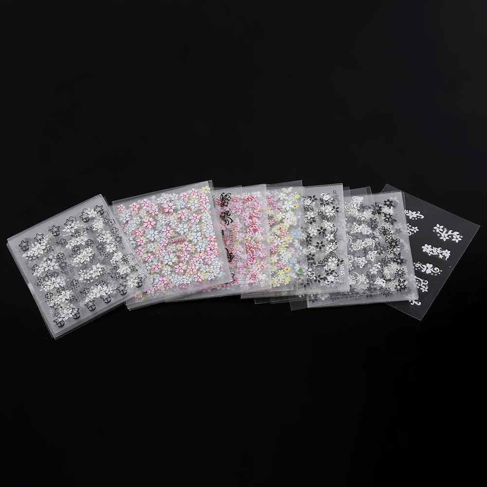 Nail Sticker, 50 Sheets Multicolor Stylish 3D Nail Art Sticker Flower Design Adhesive Decal Decoration image number 3