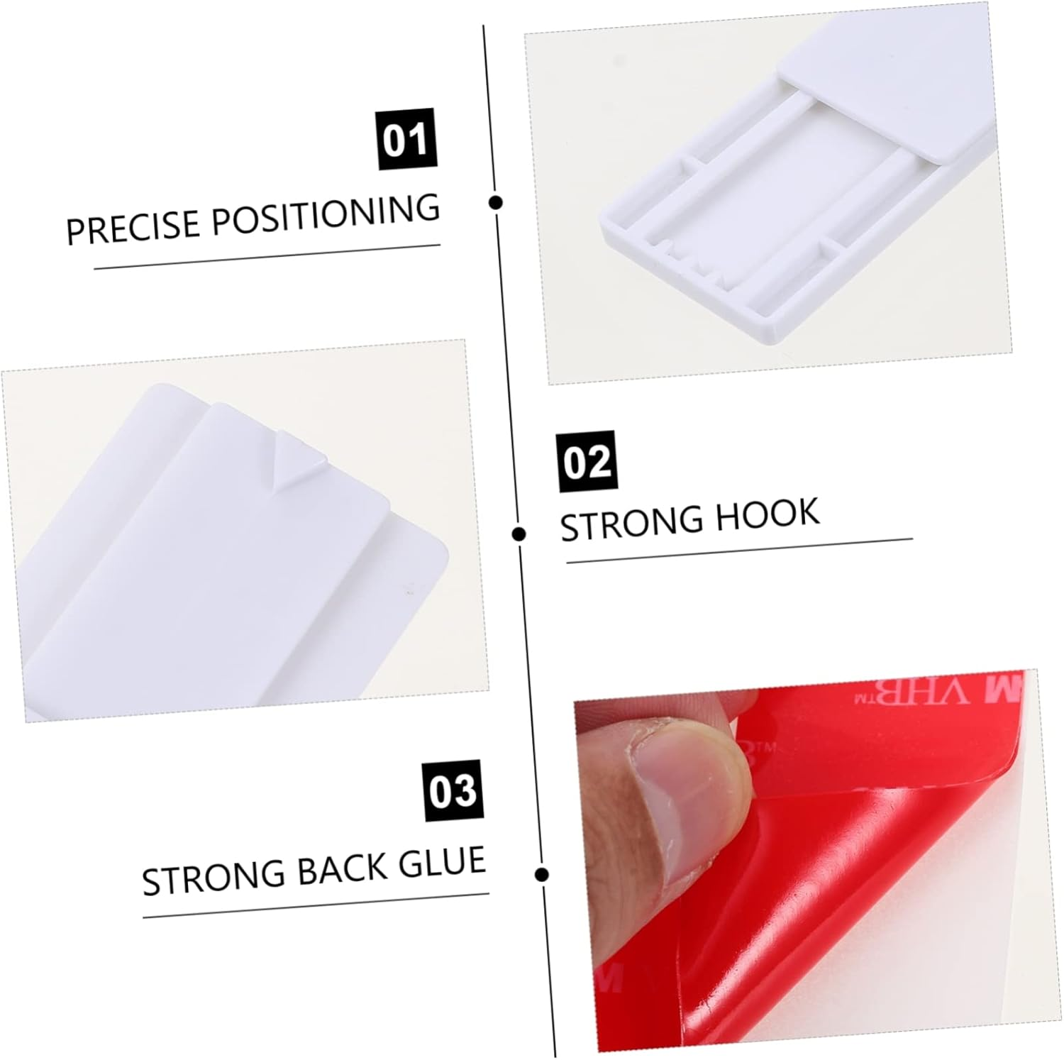 HOMSFOU 6Pcs Power Strip Fixator Self Adhesive Wall Mount Holders for Cable Organizers PP Material Easy Installation Suitable for Various Surfaces image number 5