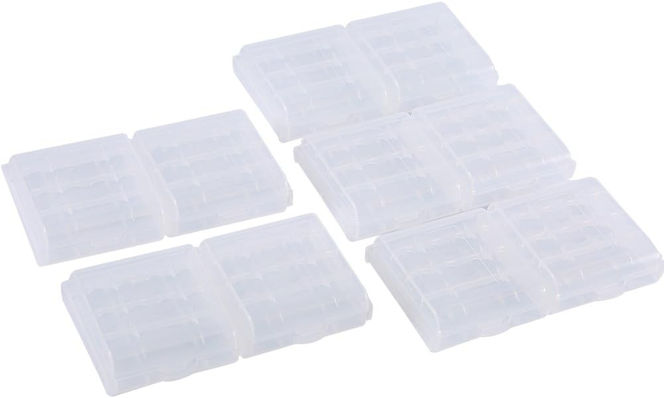 Transparent Hard Plastic Case Holder AA/AAA Battery Storage Box, Clear White (10Pcs) image number 6