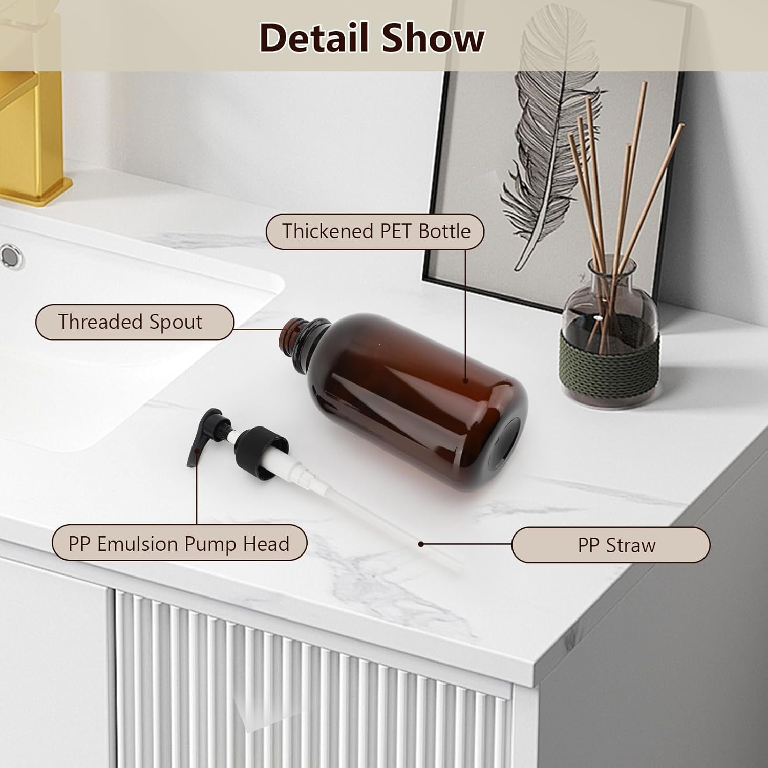 3PCS 16.9Oz Wall-Mounted Shampoo Dispenser, No Drill Bathroom Shower Soap Dispenser, Shampoo and Conditioner Dispenser with Waterproof Labels, for Home Bathroom image number 1