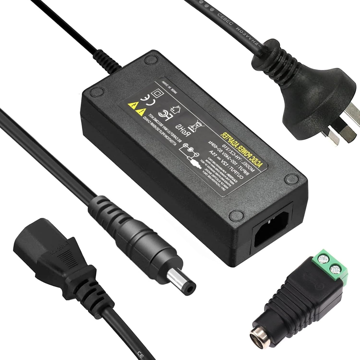 AC to DC Converter 180W 12V 15A Universal Power Supply Adapter, 15A/180W AC to DC Converter Transformer 12V with 5.5X2.5Mm DC Output for LED Strip, CCTV Cameras, Light, Low Voltage Devices image number 1