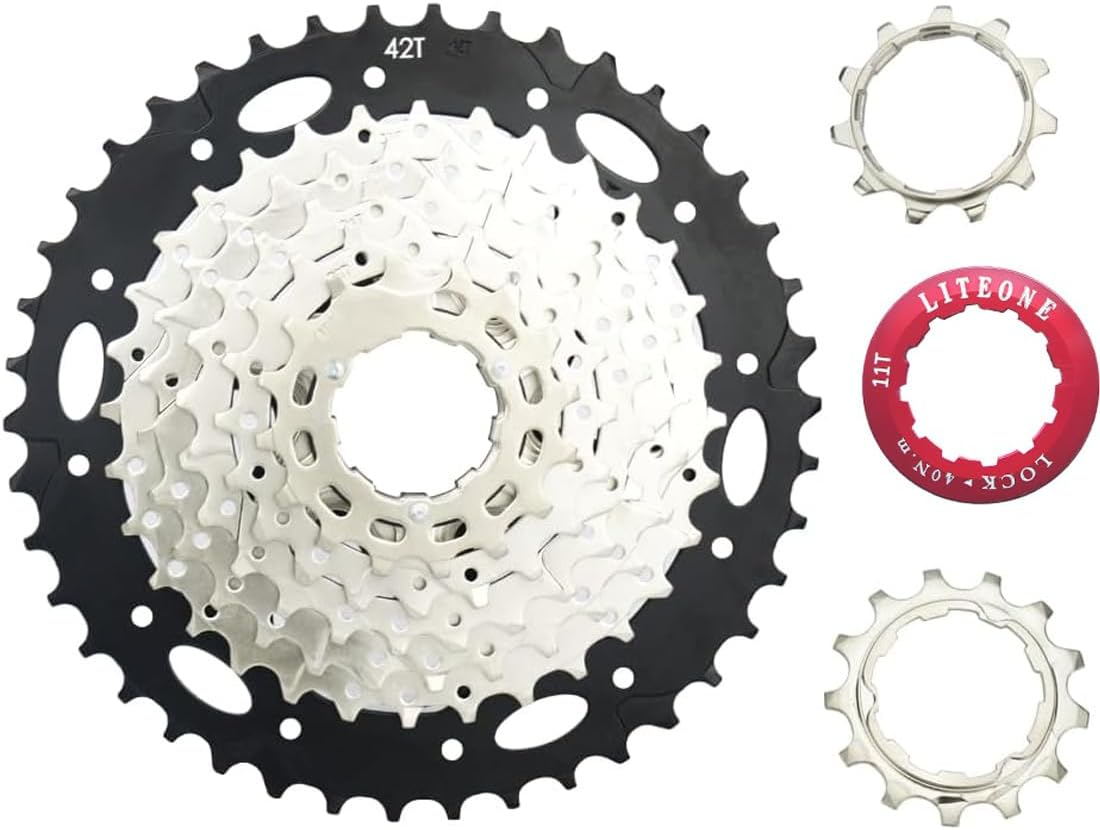 LITEONE 8 Speed Cassette 11-42T 11-40T MTB Cassette 8 Speed Fit for Mountain Bike, Road Bicycle, MTB, BMX, SRAM, Shimano