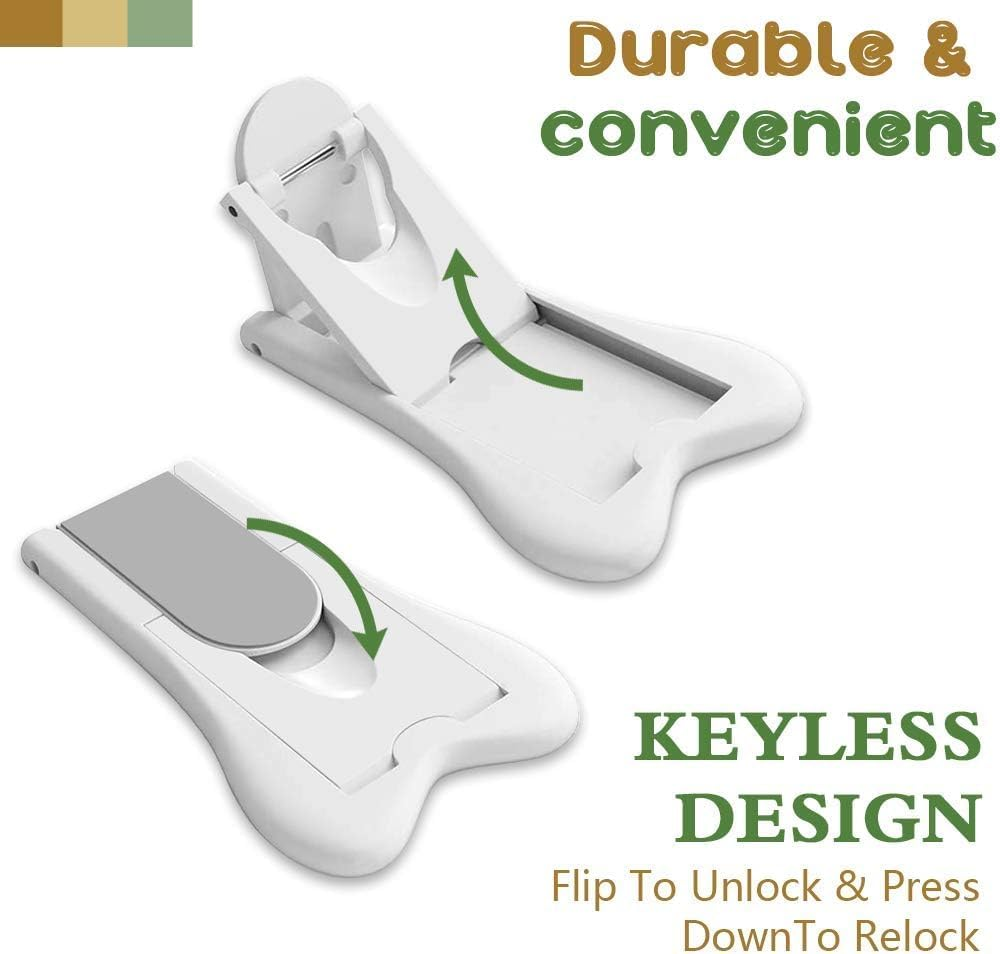 4 Pack Child Safety Sliding Door Locks White Childproof Bathroom Patio Kitchen Shutters Closets Windows Sliding Door Lock, No Screws or Drills image number 2