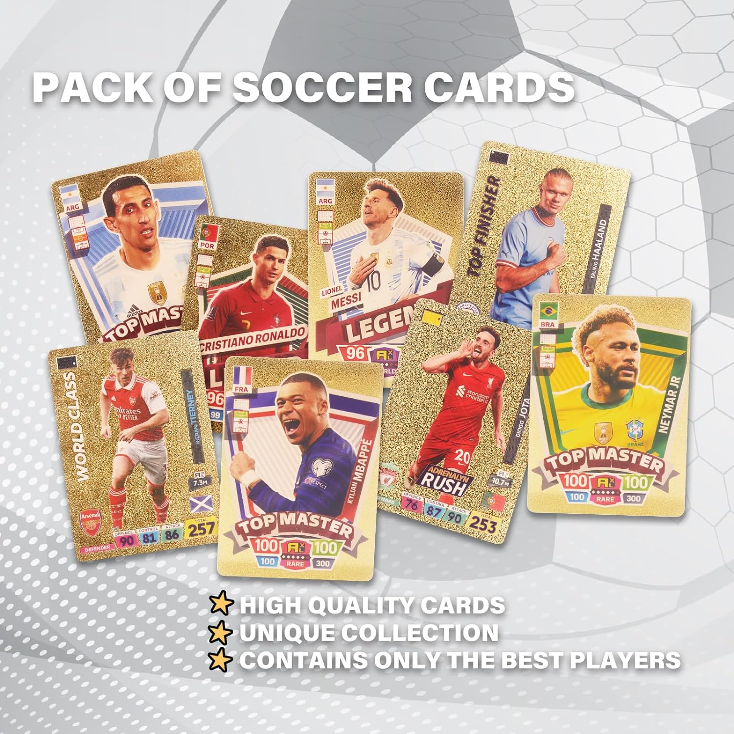 2022/23 World Cup Soccer Star Card - 55 Cards per Box, Value Box, Collection Card, No Duplication, Not Original (Gold) image number 2