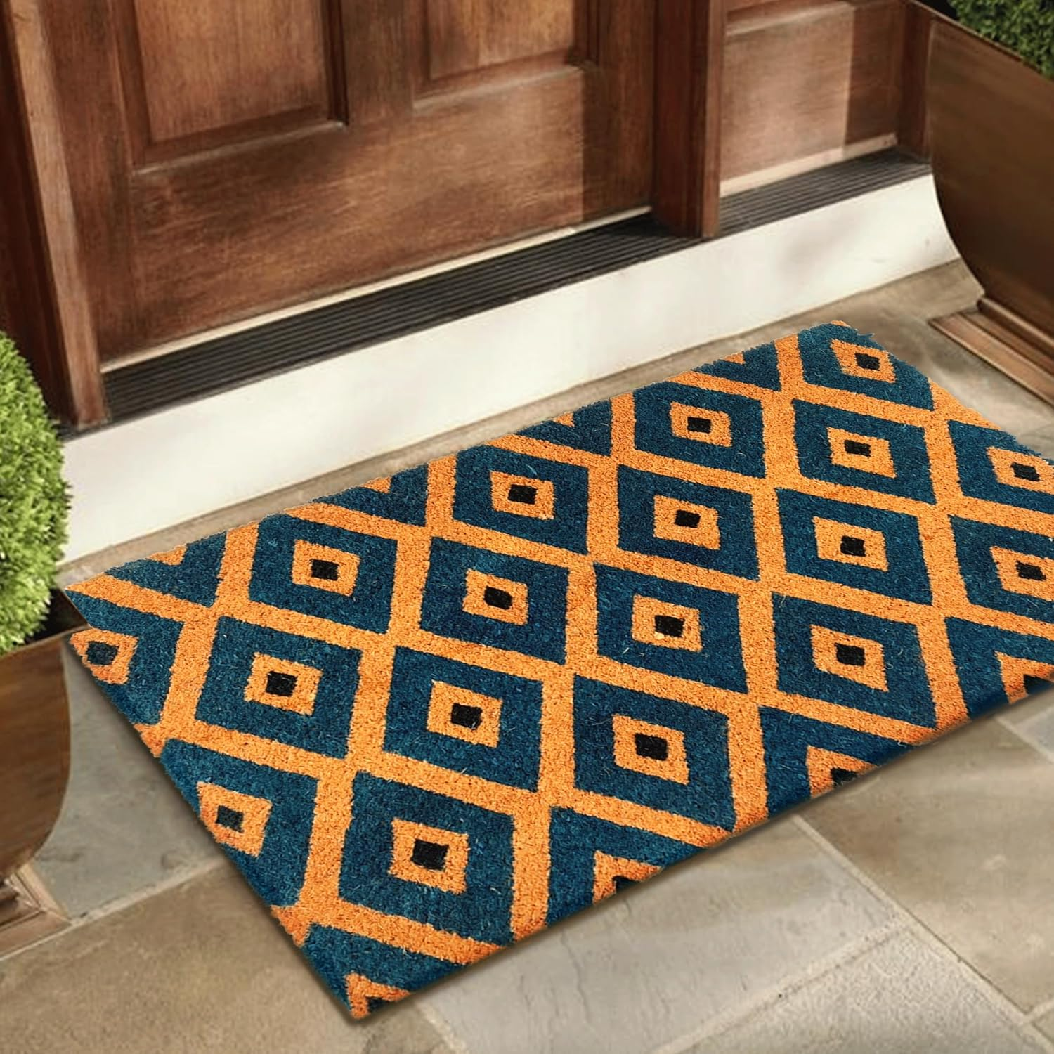 PVC Backed Coir Doormat for Indoor and Outdoor Use with PVC Backing Kimberley Blue (45X120 Cm) image number 4