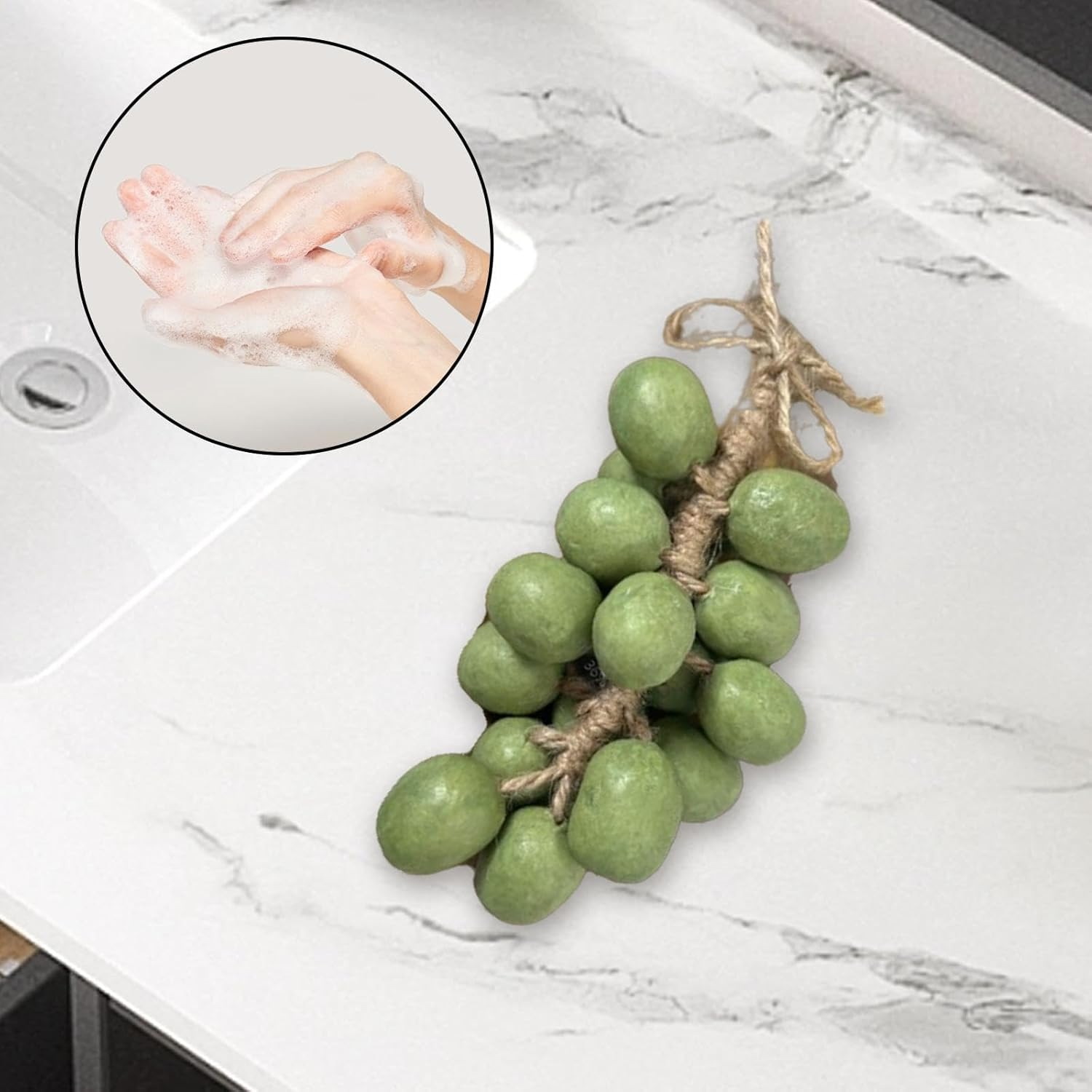 Perfk Grape Shape Soap Hanging Decoration, Handmade Soap Scent for Women Men Face Body Wash Boyfriend Daughter Birthday Gift, Green 16Pcs - Green 16Pcs image number 3