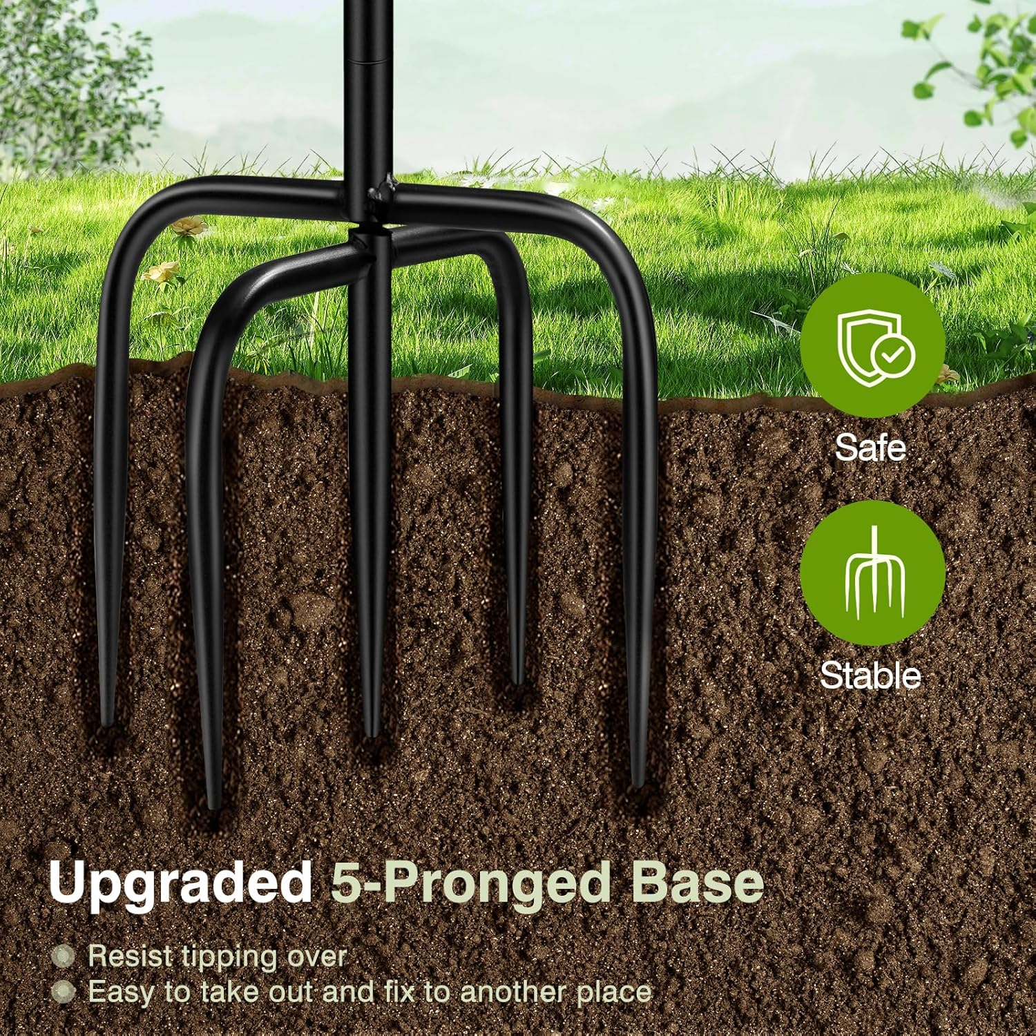 Daoeny 35In Bird Baths for Outdoors, Vintage Outdoor Freestanding Birdbaths & Birdfeeder, Bird Bath Feeder Bowl with Metal Stake Garden Patio Yard Lawn Decor, Upgraded 5-Pronged Base (Antique Bronze) - Antique Bronze image number 4