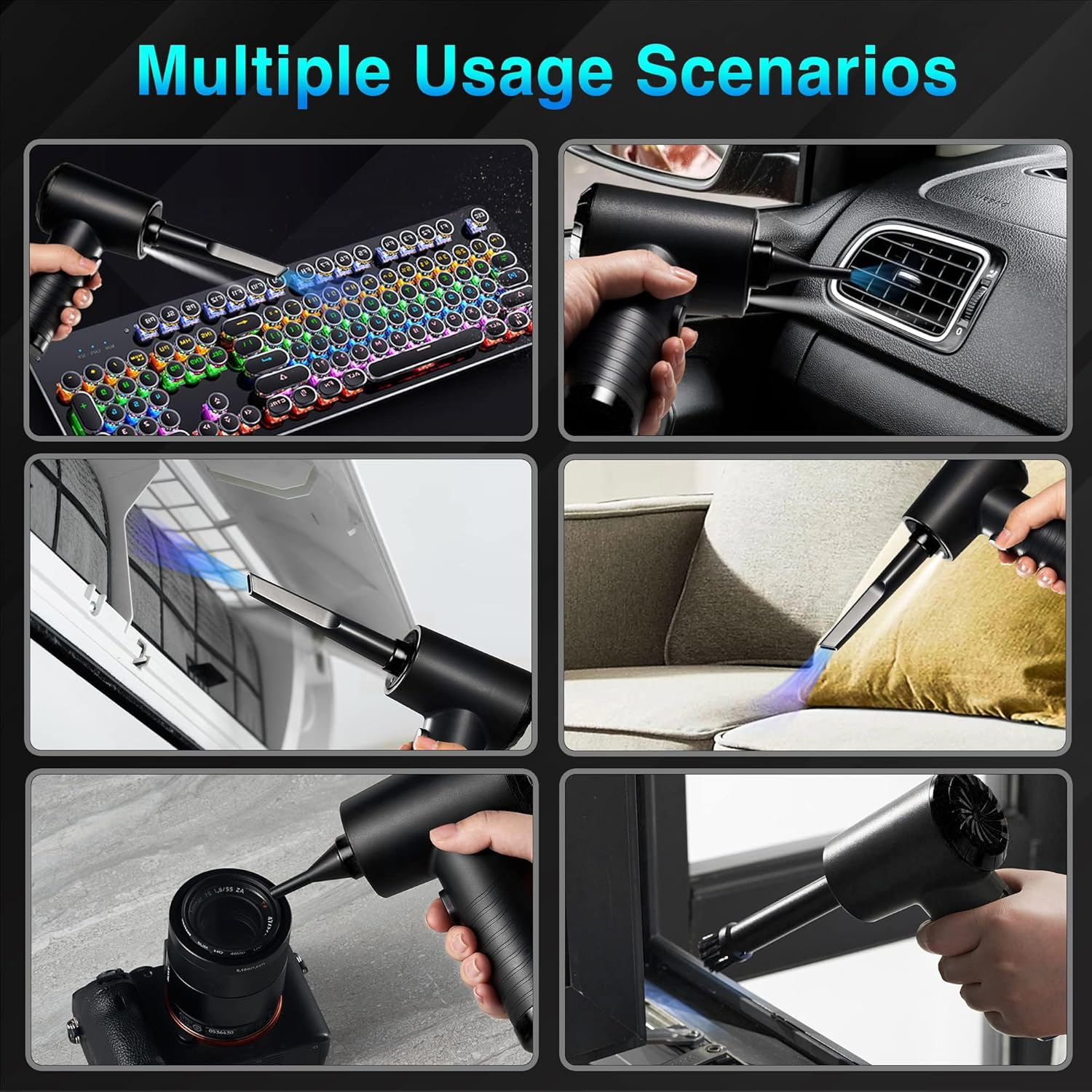 Compressed Air Duster, 130000RPM Electric Air Duster Replaces Compressed Air Cans, 3 Speed, Cordless Air Blower for Cleaning Computer Keyboard image number 1