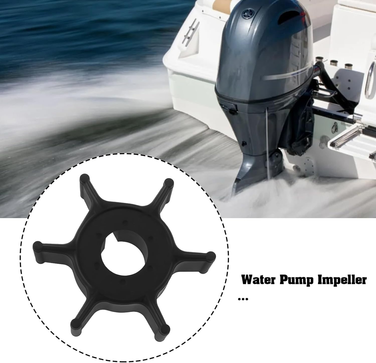 YINETTECH Water Pump Impeller Replacement Part 6E0-44352-00-00 Compatible with YAMAHA 4HP & 5HP or Compatible with MARINER 2-Stroke Outboards image number 4