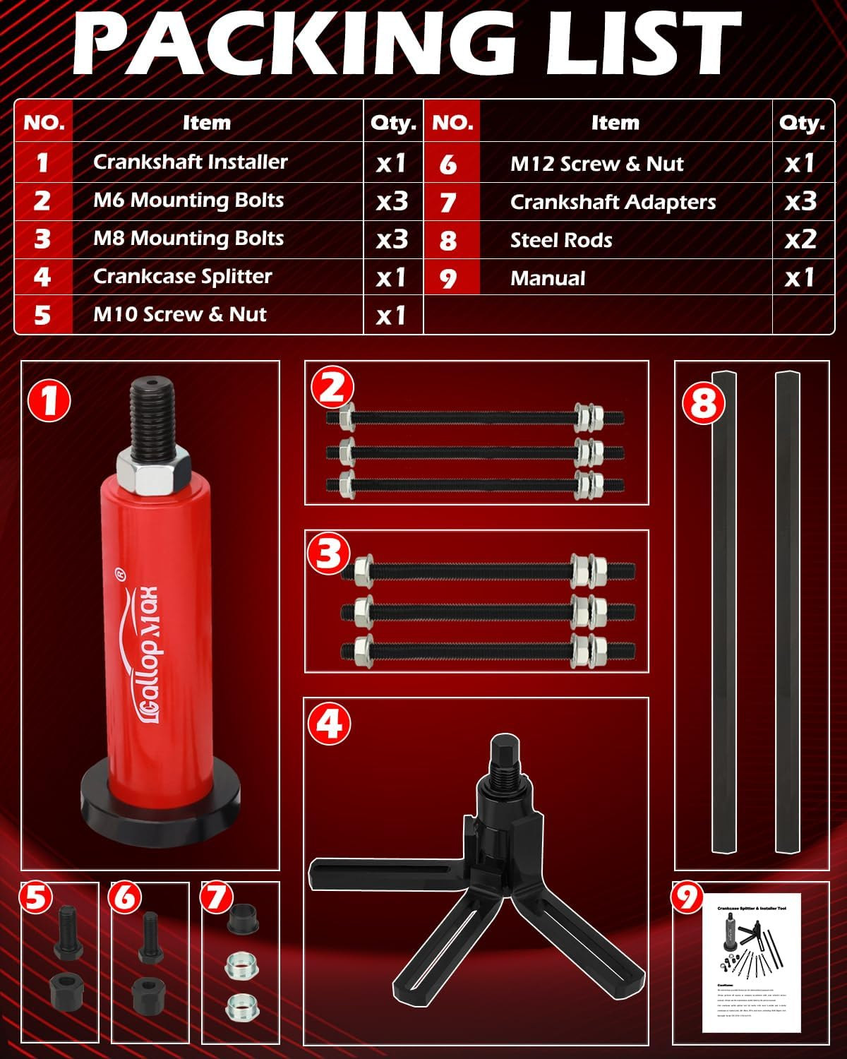 Crankcase Splitter and Installer Tool Kit Crank Case Splitter Separator Installer Puller Compatible with Motorcycle Dirt Bike Small Engine 2 Stroke or 4 Stroke