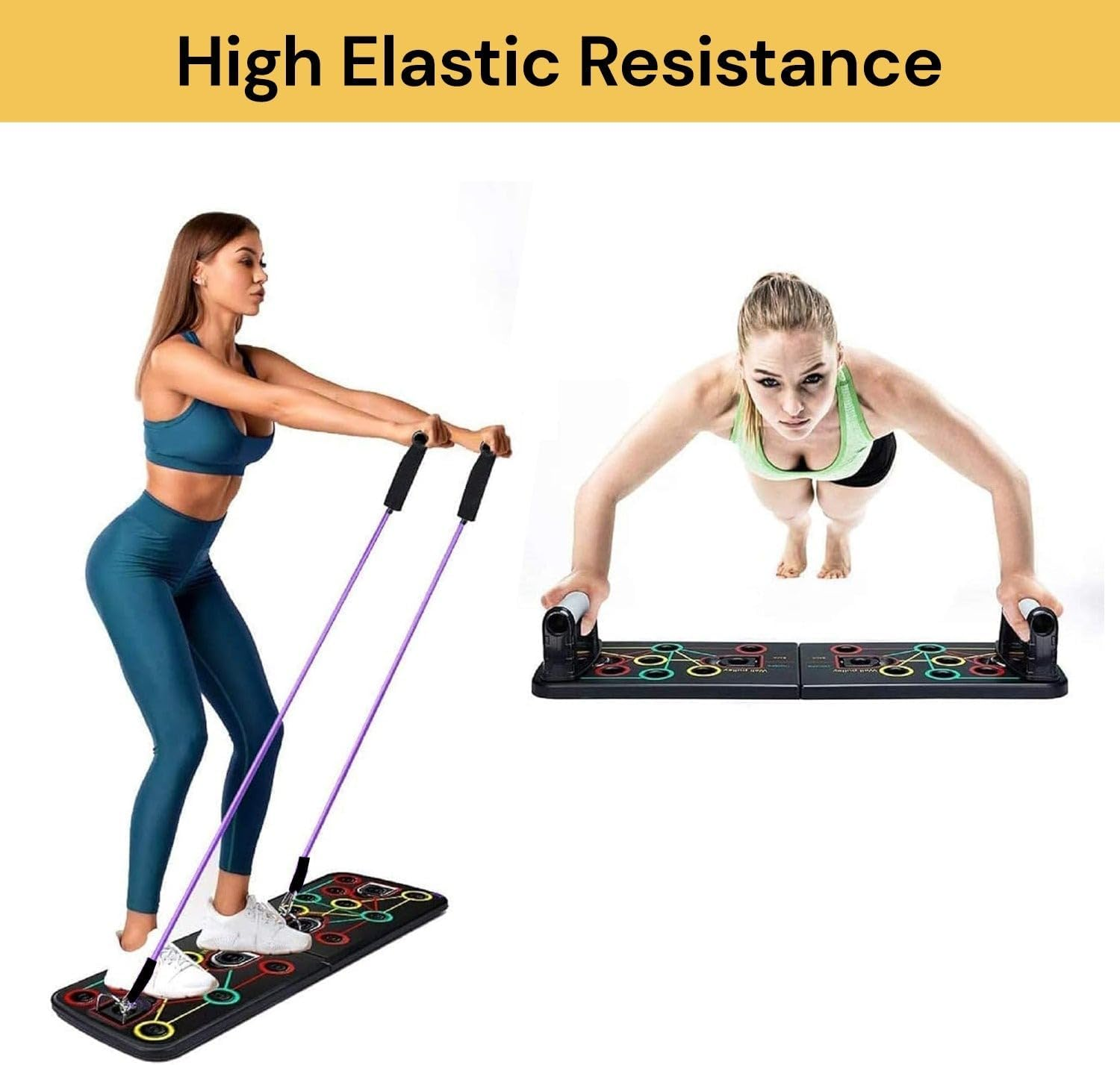 EZONEDEAL Push up Board, Foldable Push-Up Board Stand Home Fitness Equipment Muscle Board, Multifunction Gym Press up Board, Body Building Exercise Tools Complete Push up Training System Color-Coded Push-Up Bracket Board Portable for Home Fitness Training Men and Women image number 1