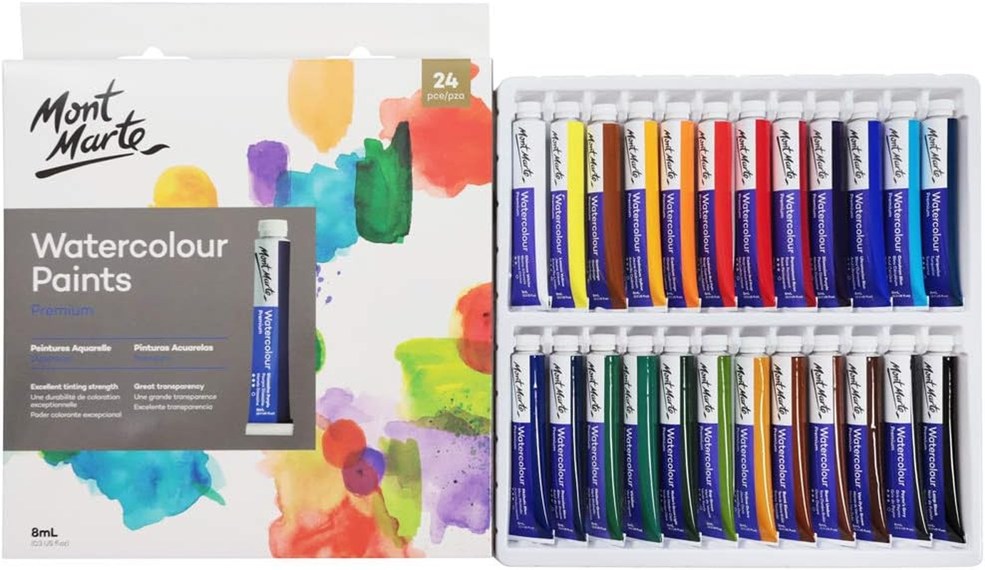 Mont Marte Watercolor Paint Set 24 Colours 8Ml, Aluminium Watercolor Tube Set, Perfect for Paper image number 5