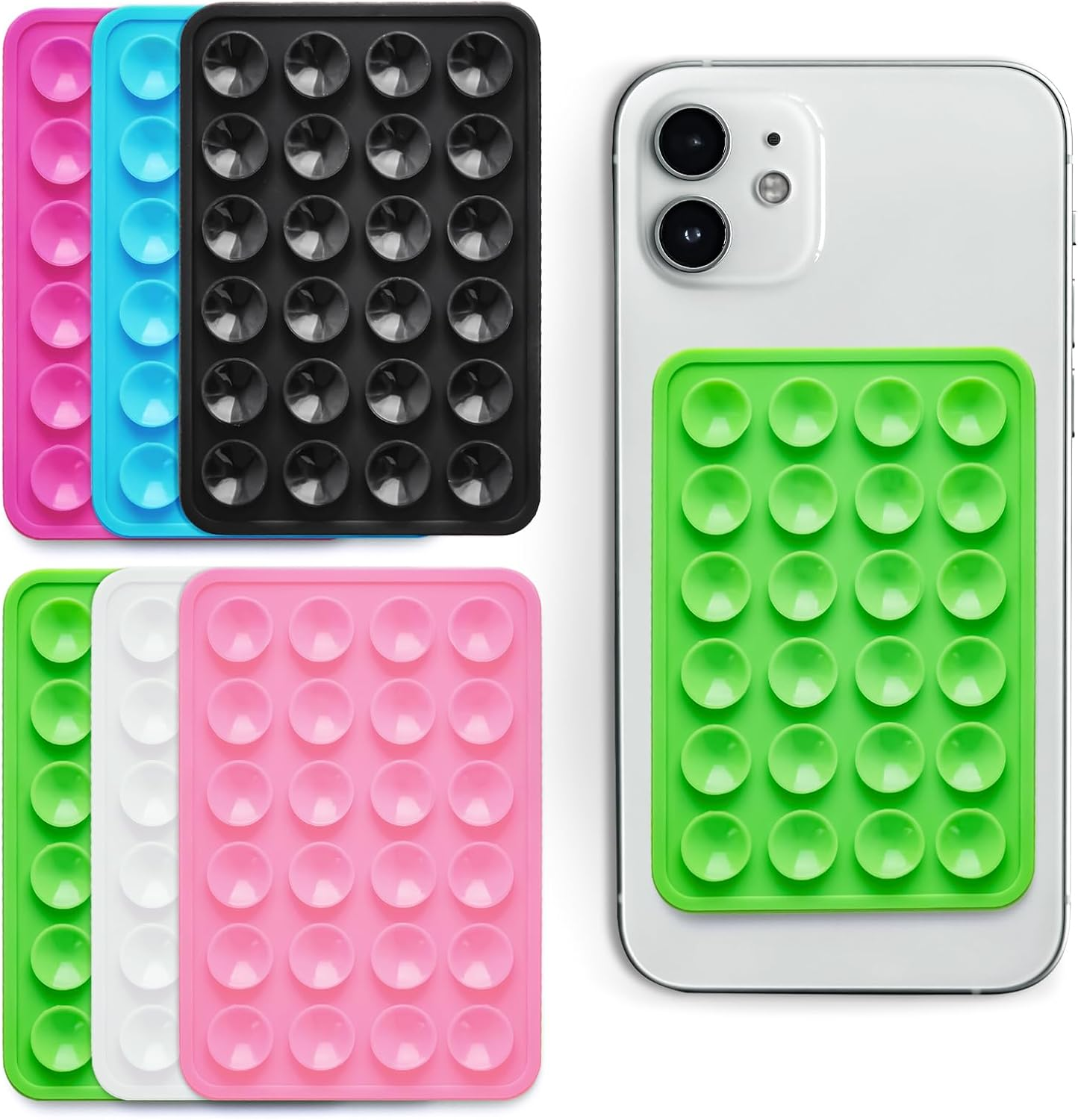 6PCS Silicone Suction Phone Case Adhesive Mount,Suction Cup Phone Mount,Hands Free Strong Grip Holder for Selfies and Videos,Non Slip Sticky Phone Grip,Mirror Shower Mobile Holder (6 Colors-1) image number 4