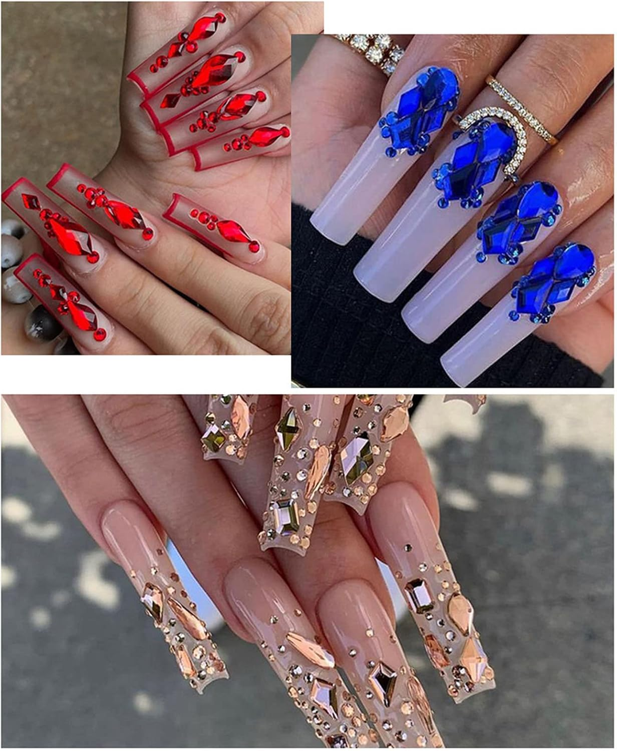 BELICEY Blue Nail Rhinestones Kit 800PCS Multi-Shape Rhinestones for Nail Design Crystals Decoration Nail Hearts Butterfly Charm Nail Dimond Gems Stone for Nail Art Jewels DIY Crafts Clothing - Colorful image number 2