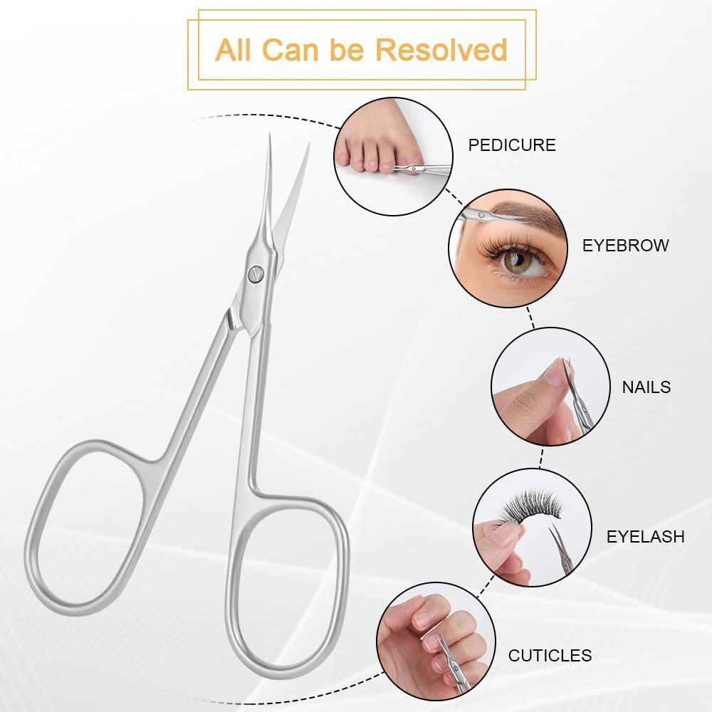 Nail Scissors, Professional Stainless Steel Curved Cuticle Scissors, Sharp Dead Skin Scissors Manicure Scissors, Pointed Beauty Scissors for Trimming Eyebrows, Nose Hair, Finger & Toe Nail Care image number 6