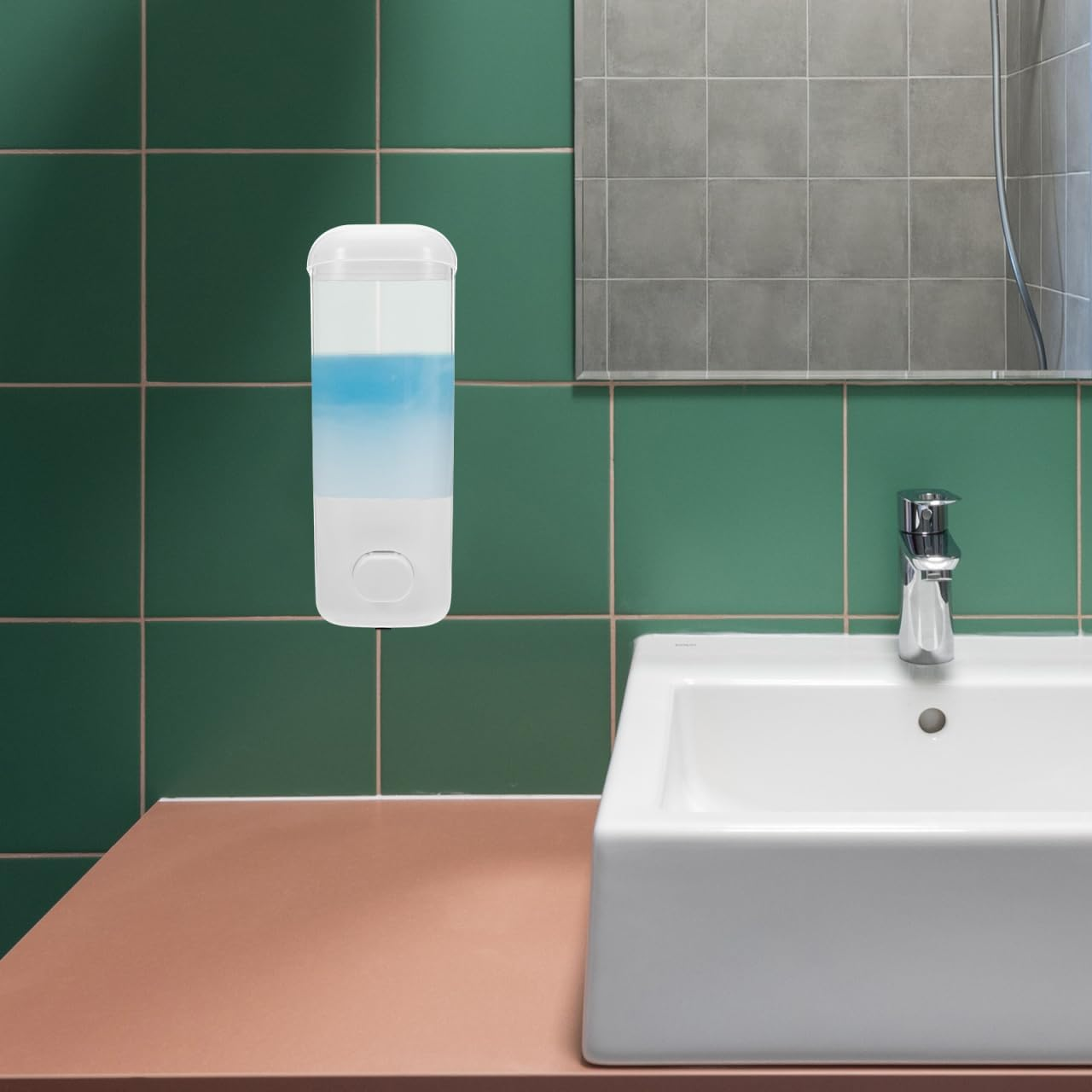 Luxshiny 2Pcs Suction Wall Soap Dispenser Manual Liquid Soap Dispenser for Bathroom Kitchen Wall Mounted