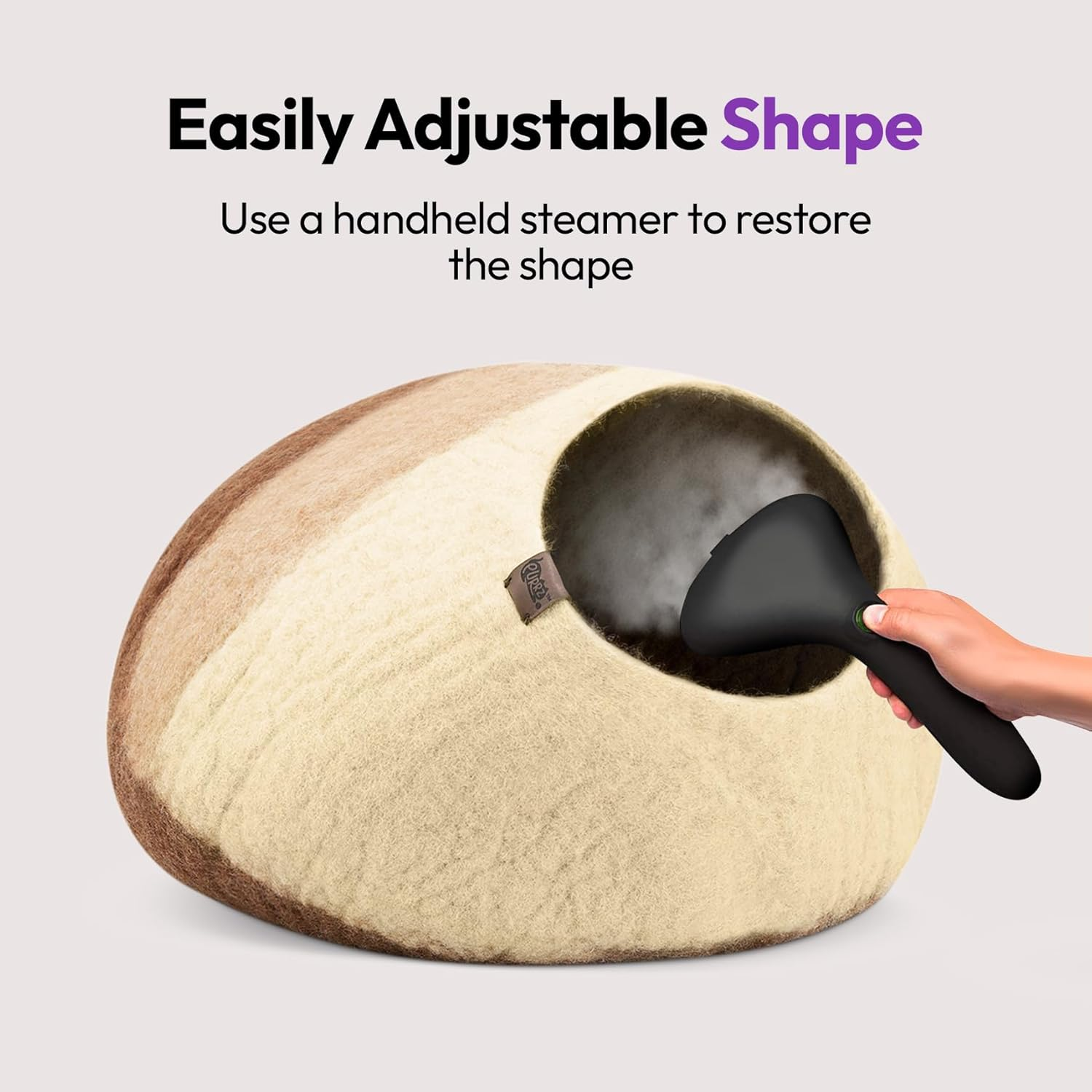 Luxury Cave Bed &ndash; Handmade Merino Wool Felt Hideaway, Vet-Designed Indoor Condo, Hypoallergenic Pet House, Cozy Igloo Bed, Eco-Friendly Modern Cat Furniture image number 5