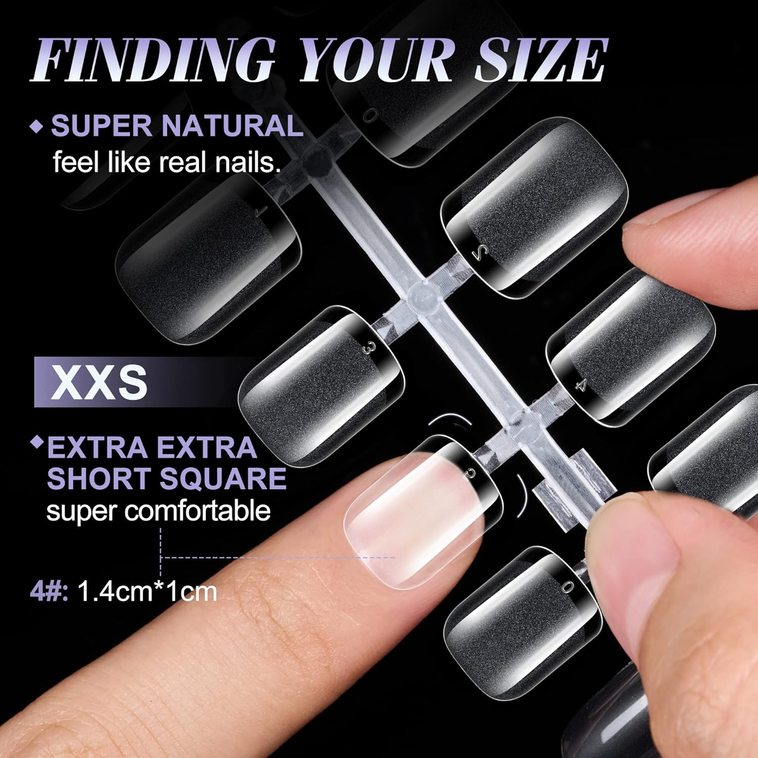 Gelike EC Extra Short Soft Gel Nail Tips Kit for Soak off Nail Extensions, Full Cover, Square Shaped, Pre-Buff PMMA Resin, Clear Ultra-Thin Design, 12 Sizes, 240 Pieces - 240-S-Almond image number 7