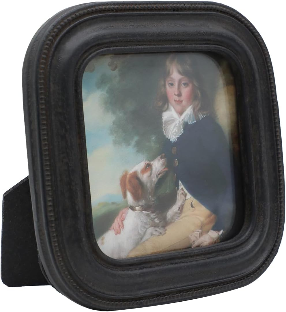 SYLVIA'S SHOP 3X3 Small Vintage Picture Frame, Mini Antique Black Grey Ornate Square Photo Frame, for Tabletop and Wall Display, Retro Home Decor, Old Fashioned Photo Gallery Art image number 5