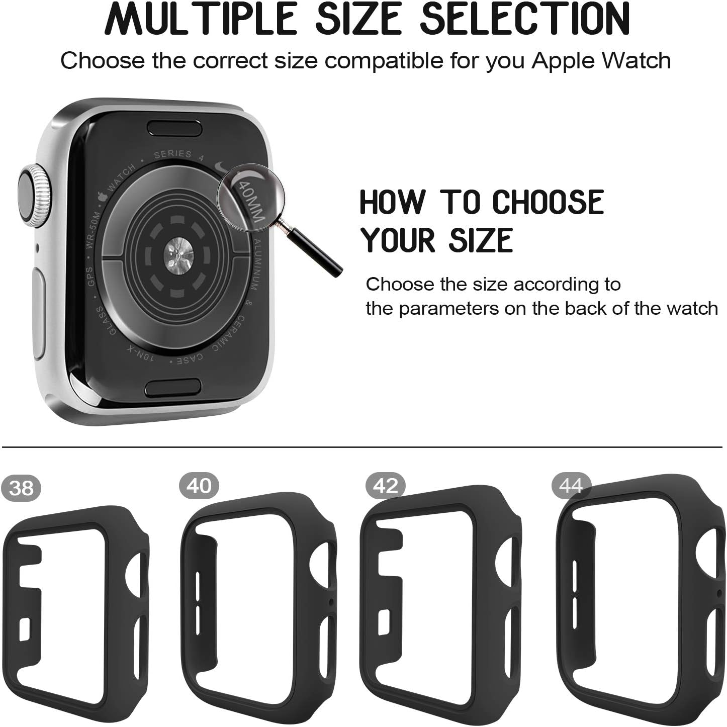 Mugust 4 Pack Compatible for Apple Watch Case 38Mm [NO Screen Protector] Series 3 2 1, Hard PC Bumper Case Protective Cover Frame Compatible for Iwatch 38Mm, Black/Rose Gold/Silver/Clear image number 6