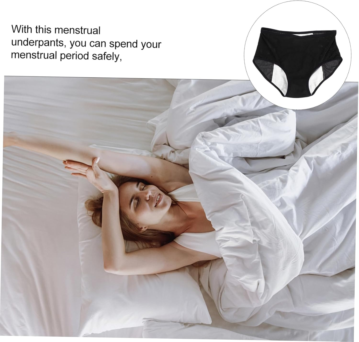 Women Underpants Menstruation Pants Comfortable Material Leakproof Briefs Black image number 2