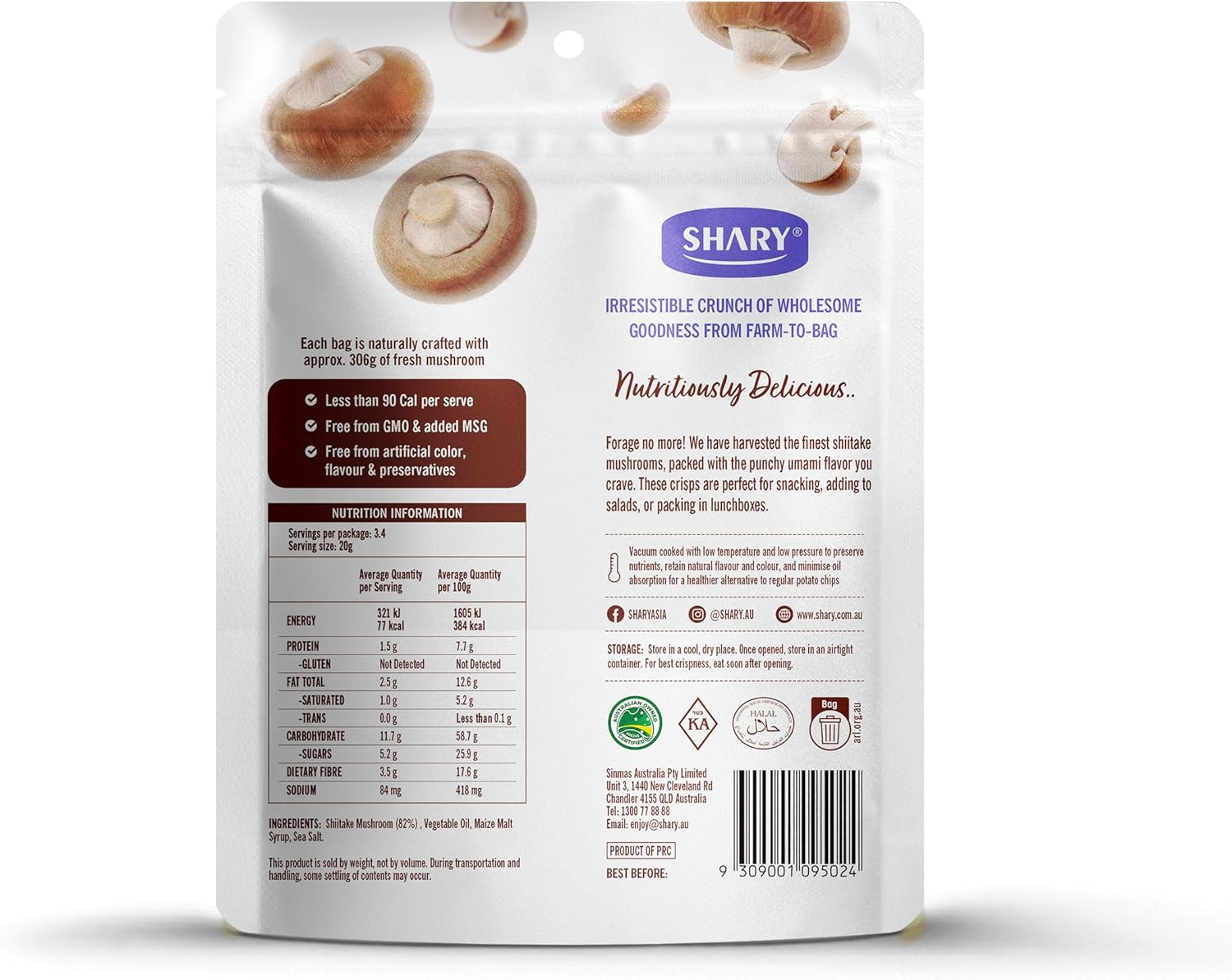 Shary Shiitake Mushroom Crisps, Bulk Pack (6 X 68G) &ndash; Crunchy, Savoury, Vegan, Gluten-Free Snack image number 6