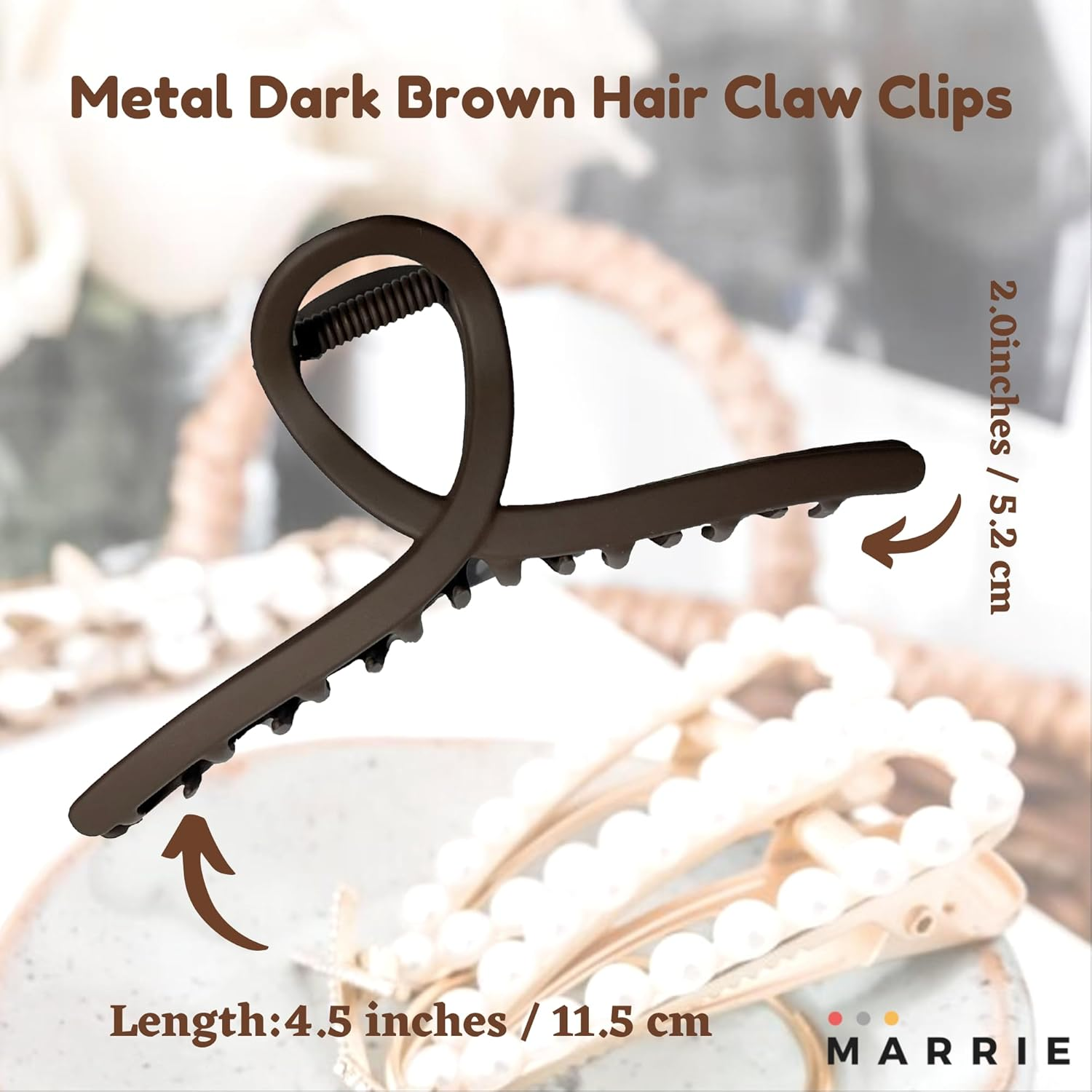 Hair Clips Large Metal Hair Claw Clips Strong Hold Vintage Shark Claw Clips Clamp Hair Accessories for Women Girls Thin Thick Hairs (Dark Brown X 2) - Gold,Silver image number 4