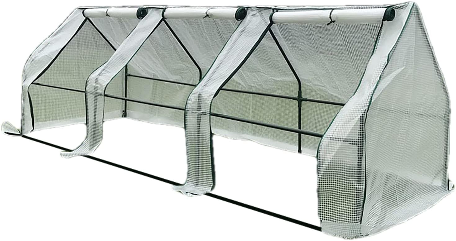 Portable Mini Greenhouse, TOPIND Greenhouses for Outdoors with Dual Large Zipper Doors & Ground Stakes, Waterproof & UV Protected Plastic Green House (White(120X61X60Cm))