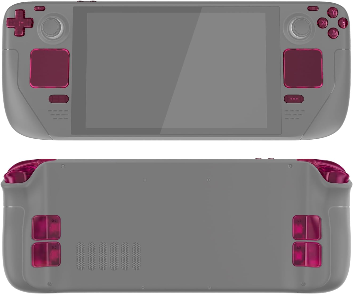 Extremerate Clear Red Replacement Full Set Buttons for Steam Deck, DIY Custom ABXY D-Pad Trackpad Bumpers Triggers Buttons Screwdriver Tools for Steam Deck LCD Handheld Console - Console NOT Included