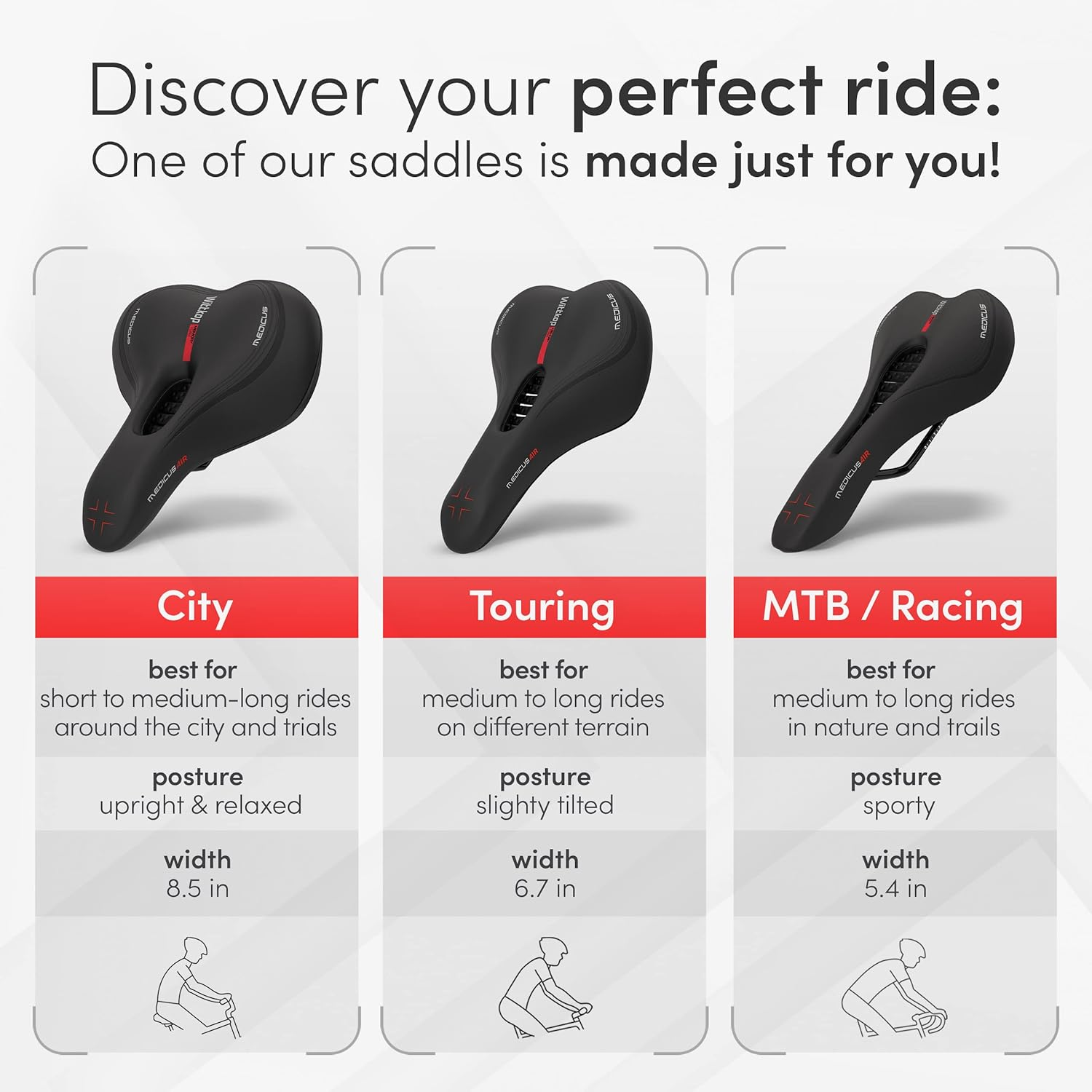 Wittkop Bike Seat I Bicycle Seat for Men and Women, Waterproof Bike Saddle with Innovative 5-Zone-Concept I Exercise Bike Seat for BMX, MTB & Road image number 4