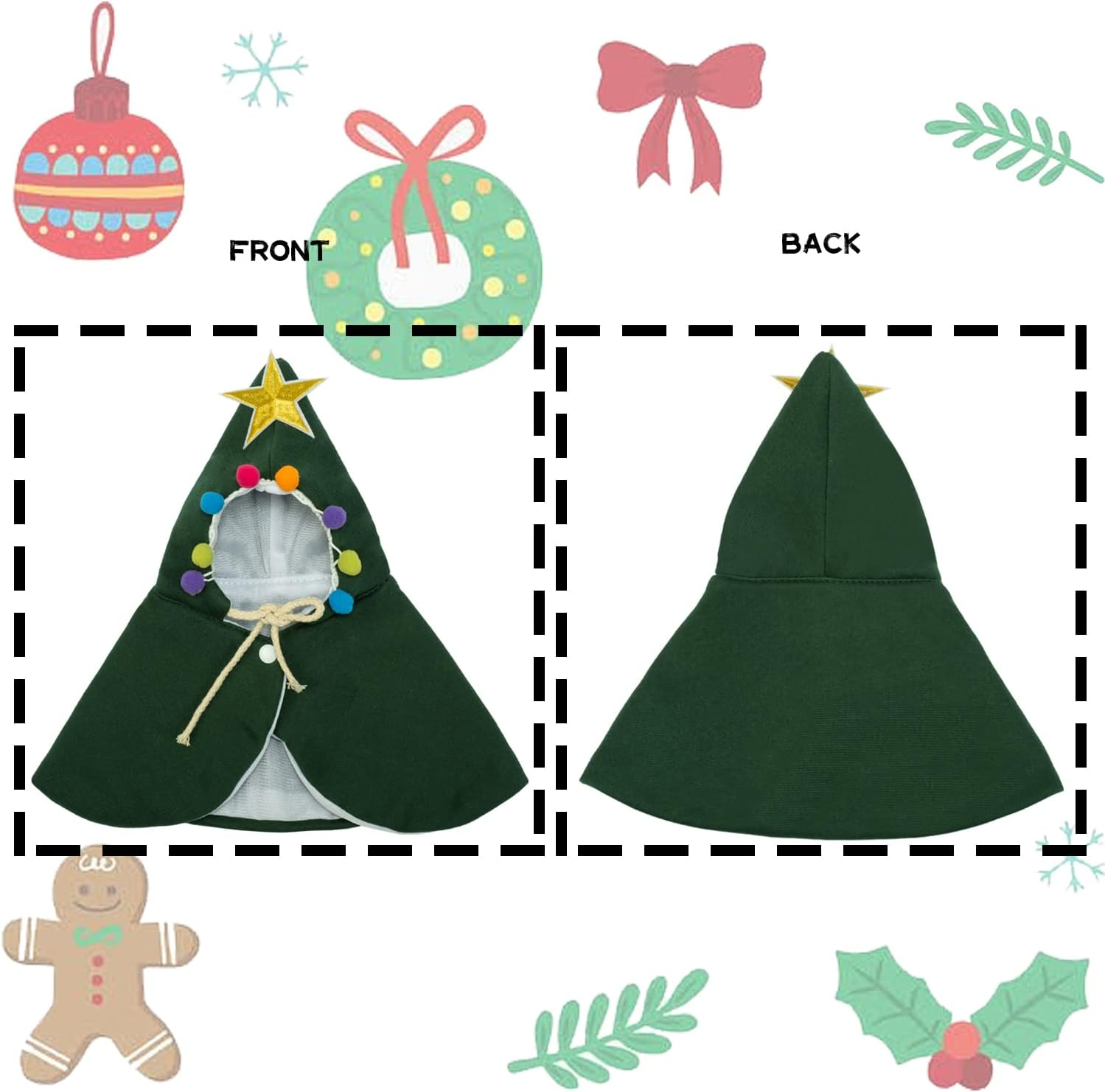 Pet Clothes Dogs Costume Hooded Sweatshirt Cute Warm Coat Weather for Small Dogs and Cats (Cloak, Small) image number 4