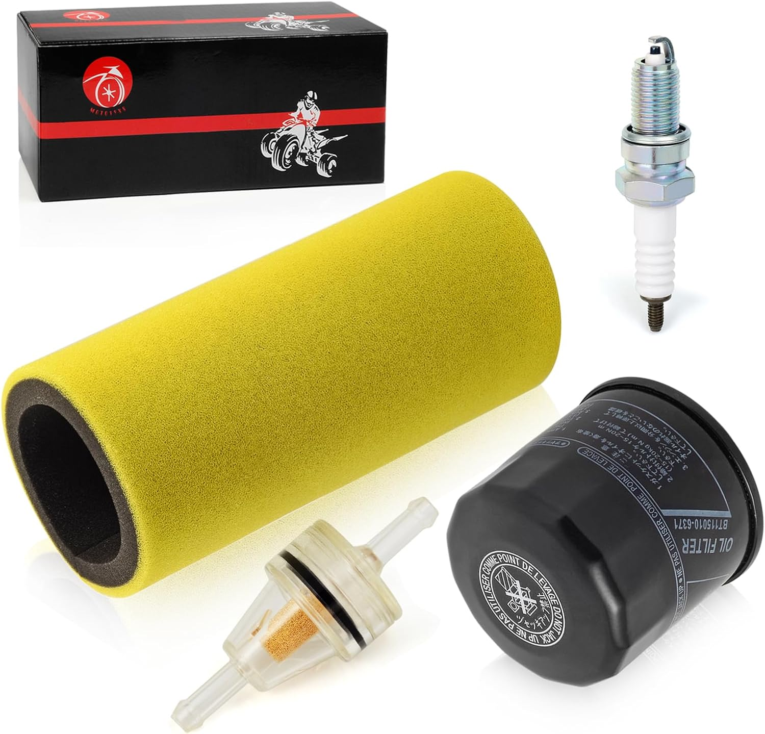 Air Filter Foam & Oil Filter & Spark Plug for Yamaha Rhino 450 YXR450 2006-2009 Rhino 660 YXR660 2004-2007 Foam Filter Is Pre-Oiled image number 1