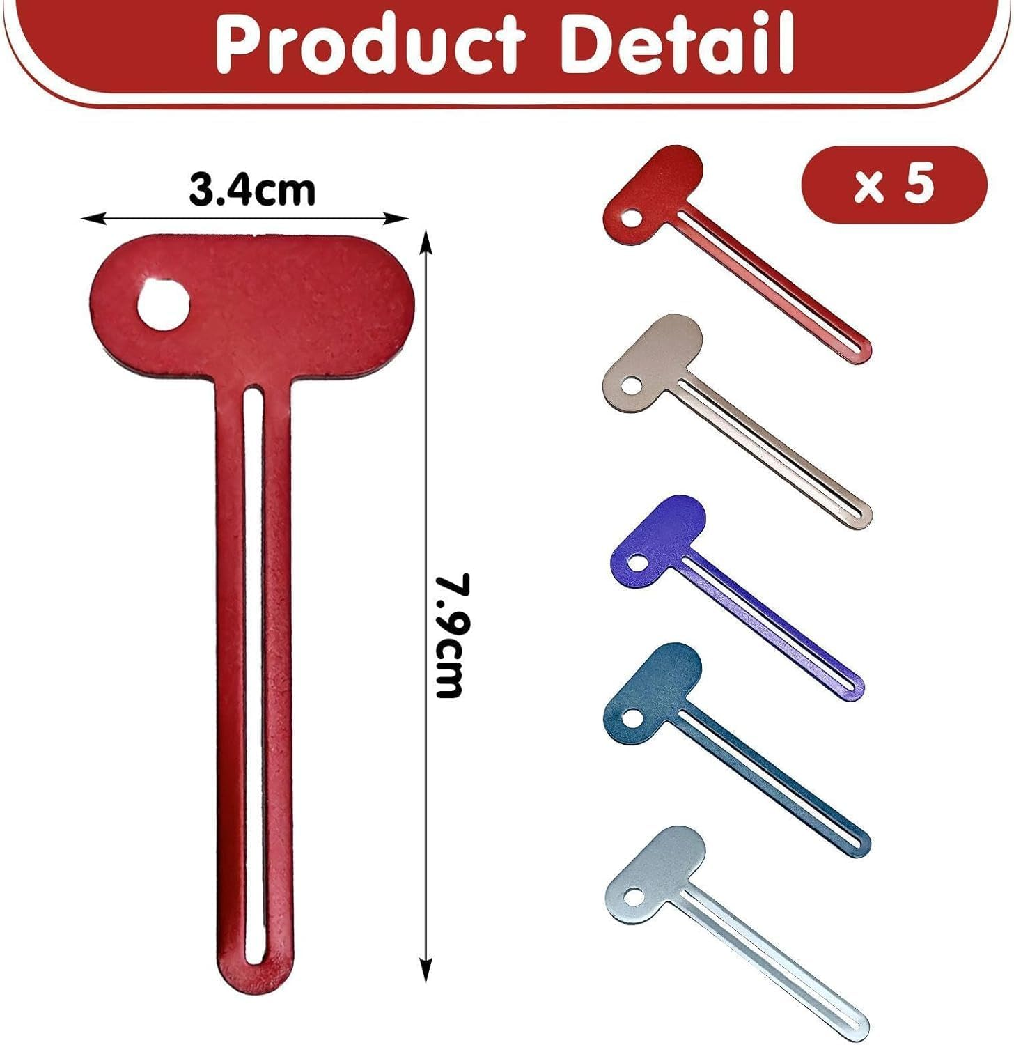 Toothpaste Roller Presser Keys, 5Pcs Metal Tube Squeezers Key Roller Tools,Toothpaste Squeezer Metal Tube Squeezer Key,Stainless Steel Tube Squeezer Keys image number 4