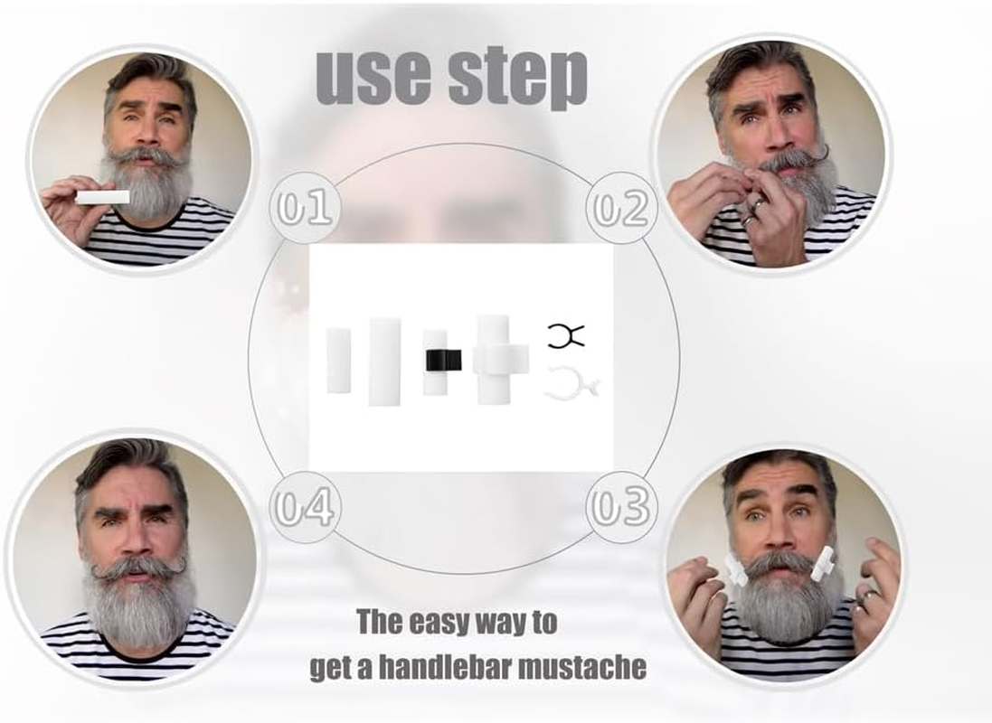 Visualsource Moustache Training Wheels, 2 Pair Set - Size L & Size S Mustache Curler, Hair Styling Tool for Handlebar Mustache, Perfect Gentleman'S Gift