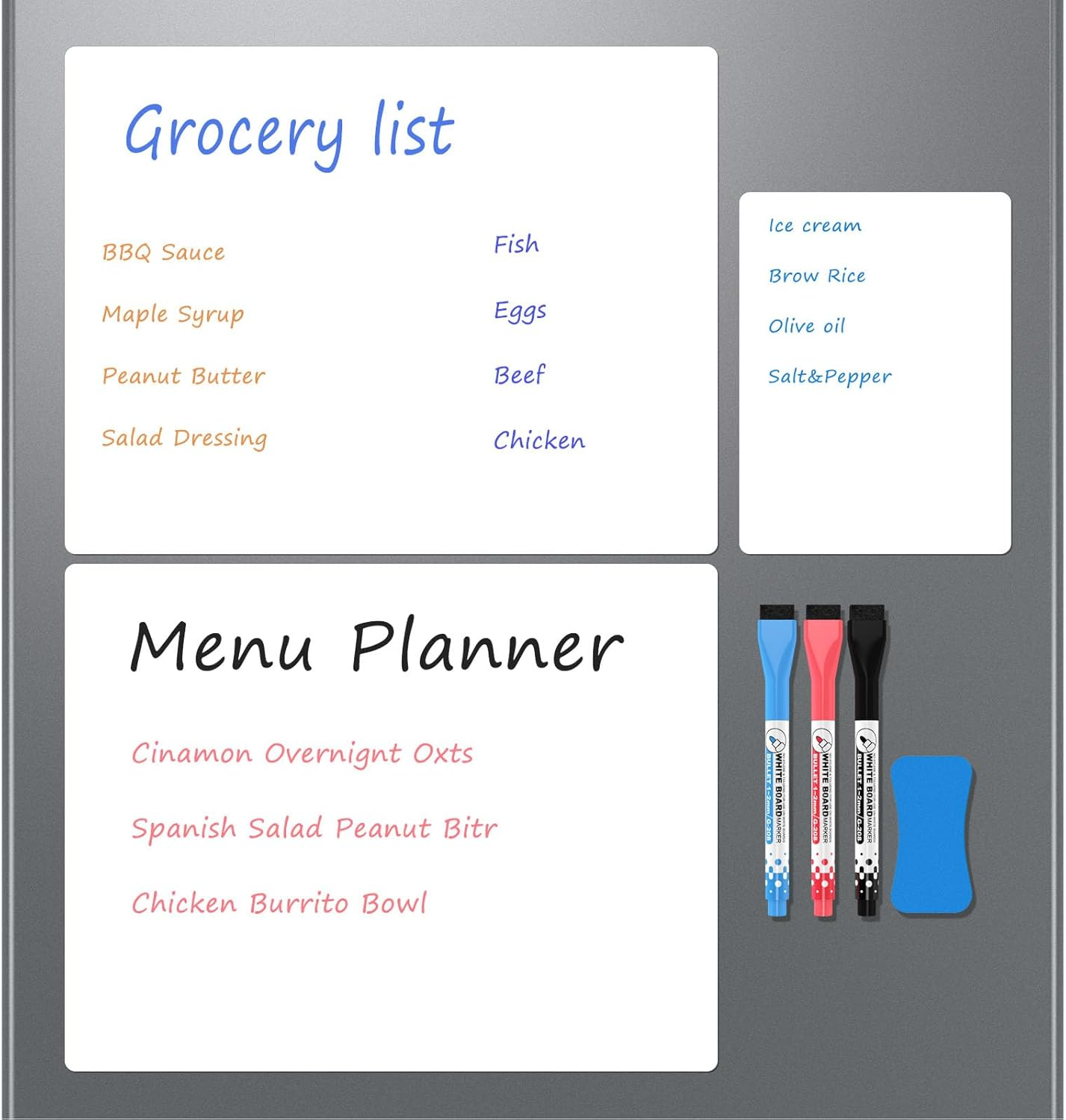 3Pcs Magnetic Whiteboard for Fridge 14"X11", Magnetic Dry Erase Board for Fridge, Fridge Whiteboard Reuasble & Erasable Refrigerator Whiteboard for Refrigerator for Home, Kitchen Organizer and Planner image number 6