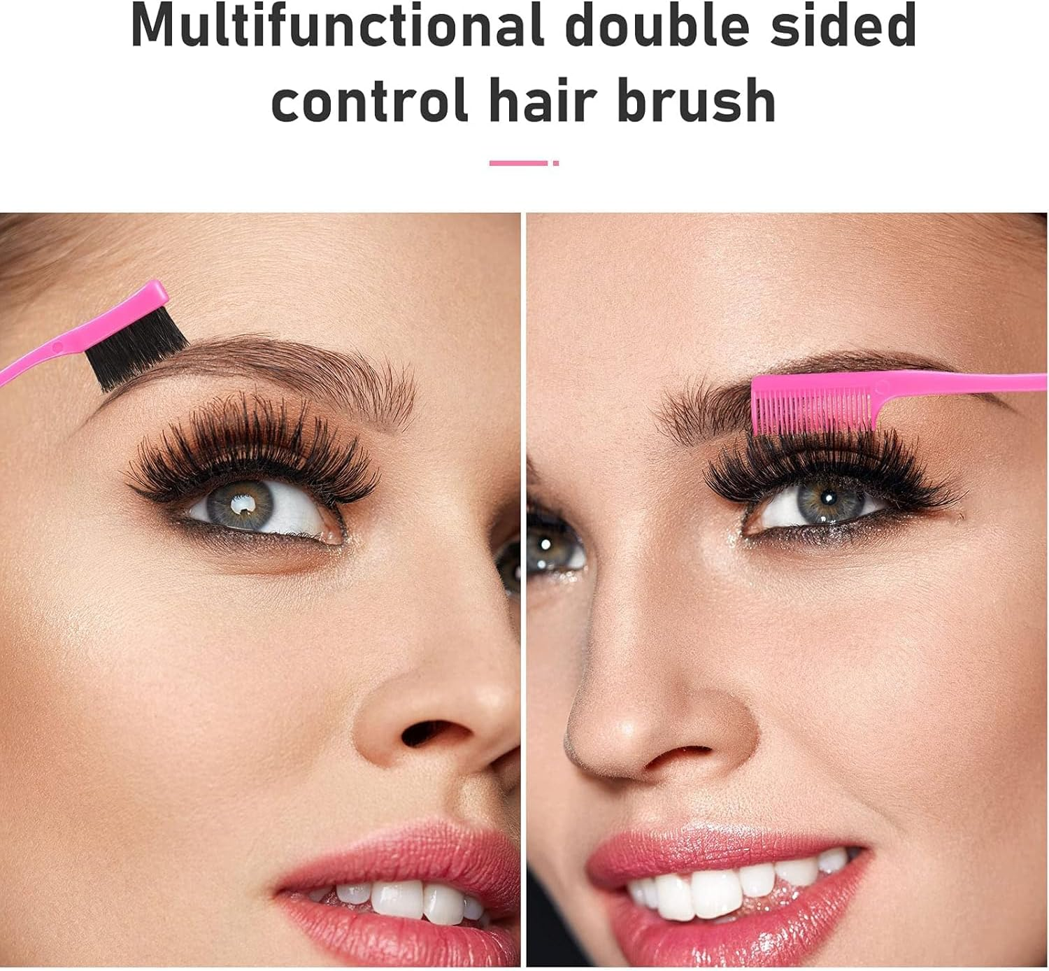 15-Piece Braiding Kit & Hair Supplies: Nylon 3-Row Salon Teasing Brushes, Double-Sided Edge Smooth Combs, Rat Tail Combs & Duckbill Clips for Women (Pink) image number 3