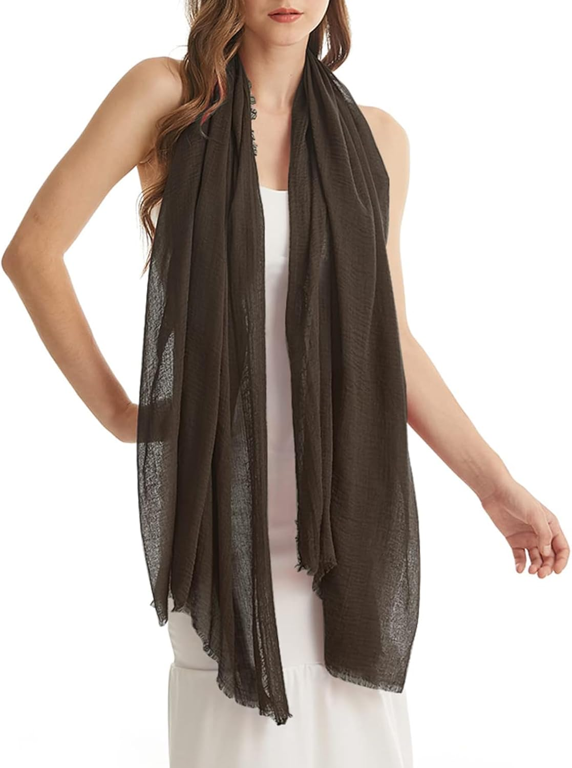 Women Scarf Cotton Linen - Chic Ladies Solid Scarves Soft Large Long Wrap Shawl Headscarf Lightweight Neck Scarf Hijab,180&times;100Cm