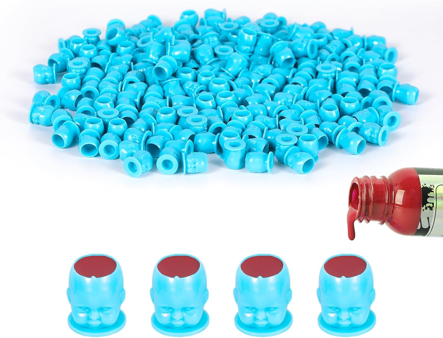 YILONG 200PCS Disposable Tattoo Ink Caps Doll Tattoo Ink Cups with Stable Base Permanent Makeup Pigment Holder Container Cap Tattoo Accessory Tattoo Supplies,Rose Red