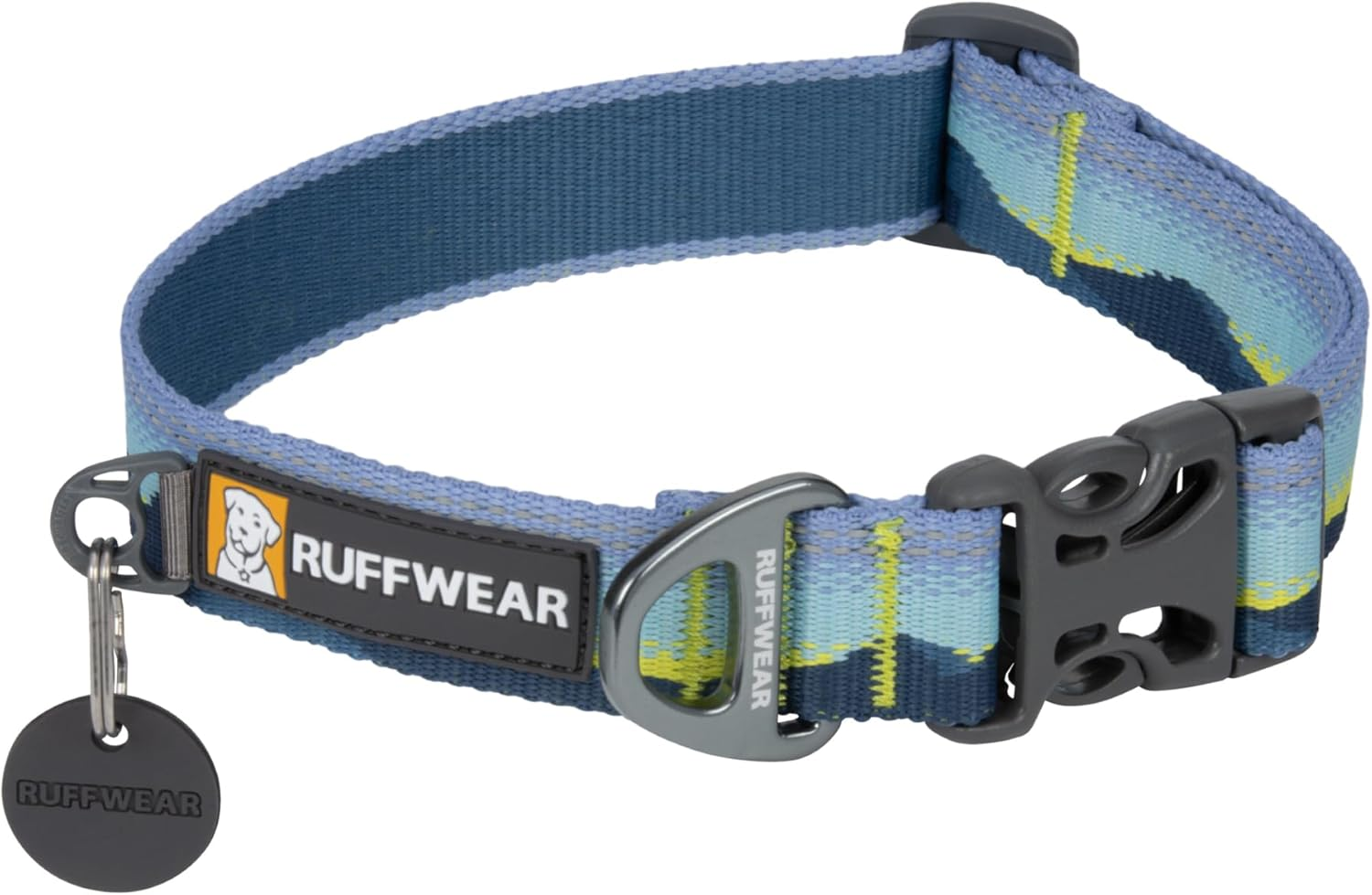RUFFWEAR Crag Dog Collar, Large Dog Collar with Aluminium V-Ring, Adjustable Length, Pet Dog Collar, Comfortable Soft Collar, Premium Animal Collar with Dog Lead Attachment Ring