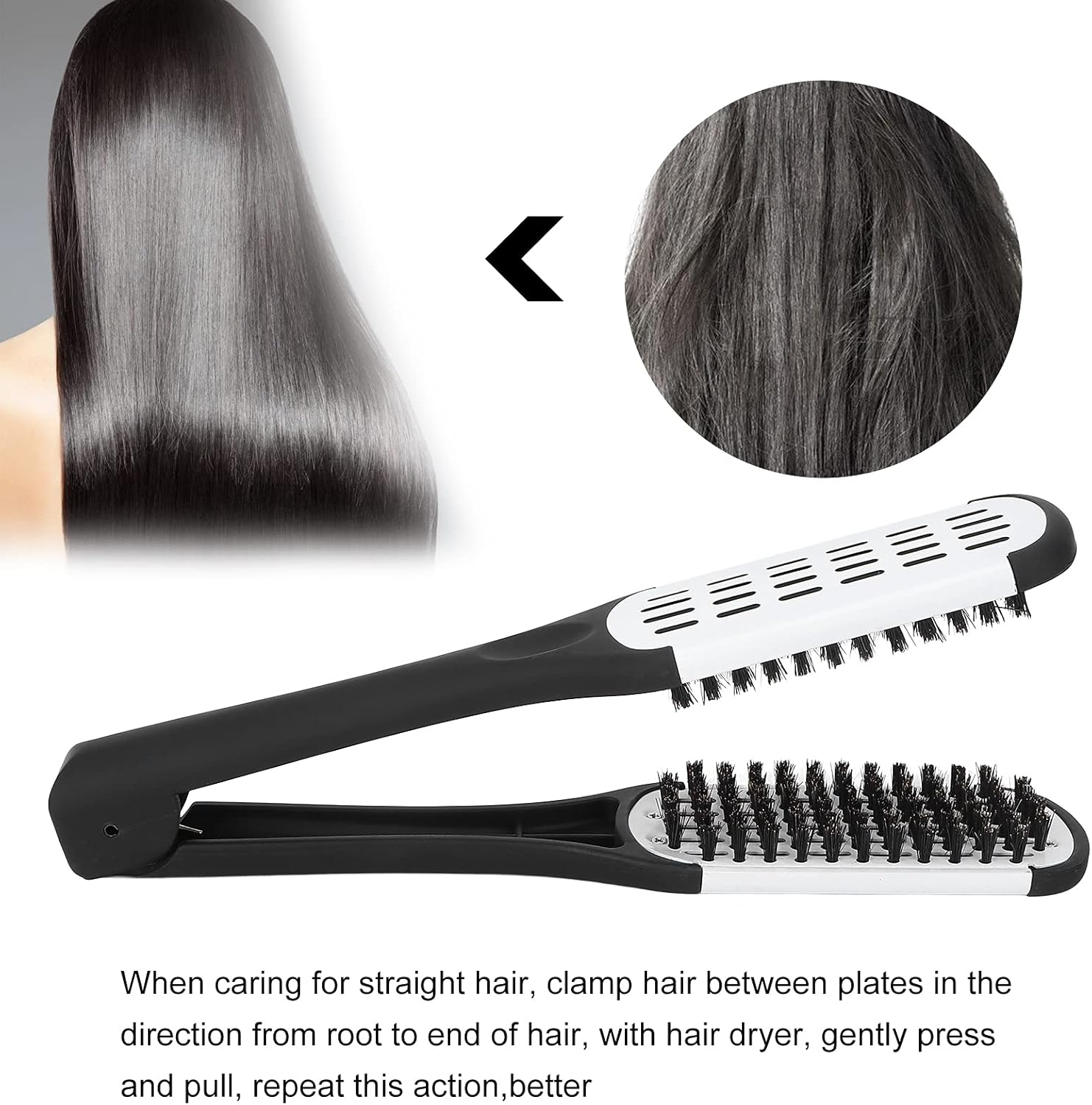 Hair Straightening Brush Clamp, Hair Styling Tool Double Sided Brush Clamp Spring for Women for Improves Hair Health for Men(White) image number 2