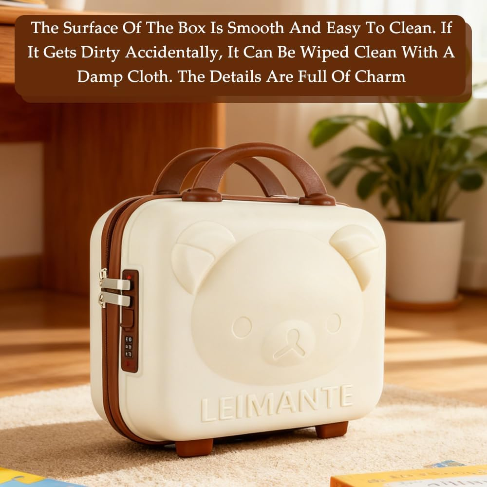 Hard Shell Makeup Case Organizer, Portable Mini Suitcase with Combination Locks and Elastic Band, Small Travel Hand Luggage Cosmetic Case for Women Girl image number 2