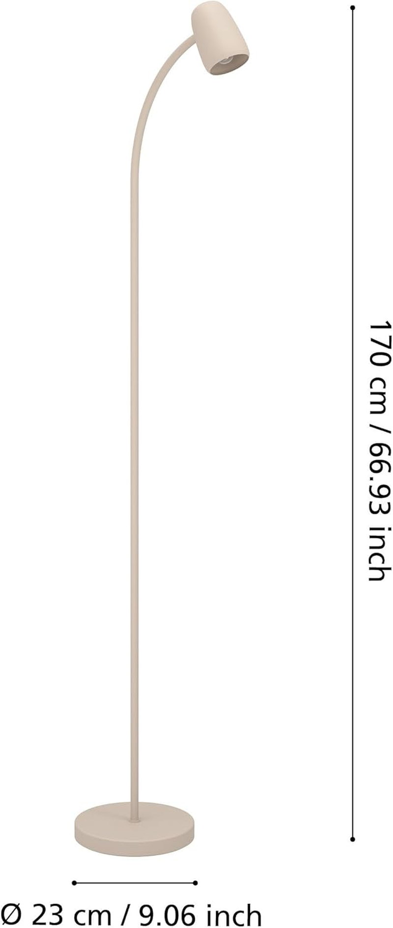 Eglo Carlo Living Room Floor Lamp, Adjustable Reading Lamp with Flexible Arm, Sand Coloured Metal, E14 Socket, Height 170 Cm