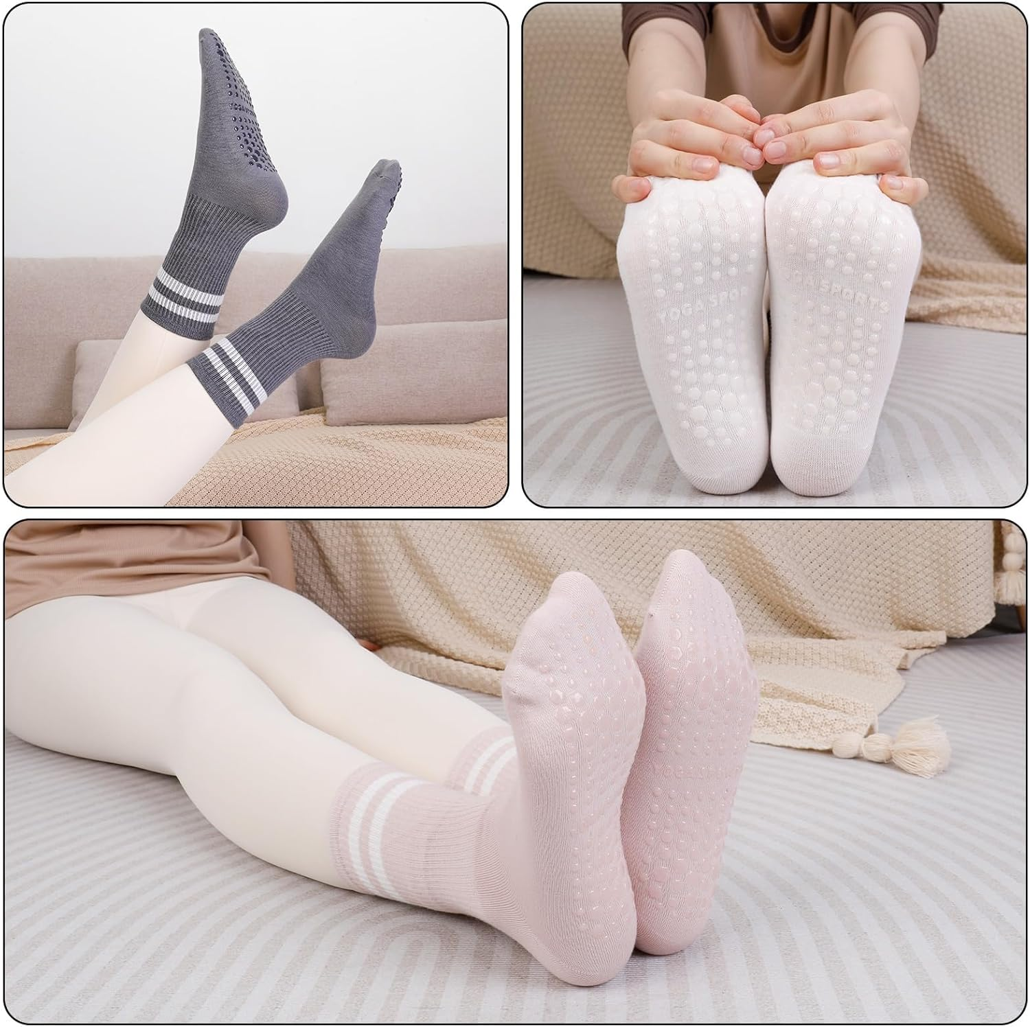 Quokkachic 4 Pairs Women'S Breathable Grip Socks for Yoga, Pilates, Ballet, Dance, Workout & Running image number 4